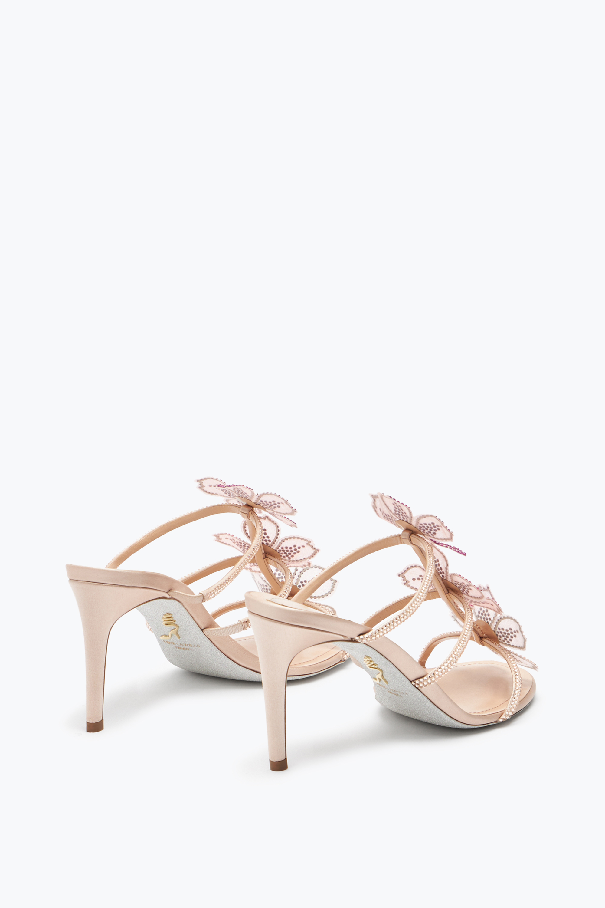 René Caovilla Peach Flower Pink Mule 80