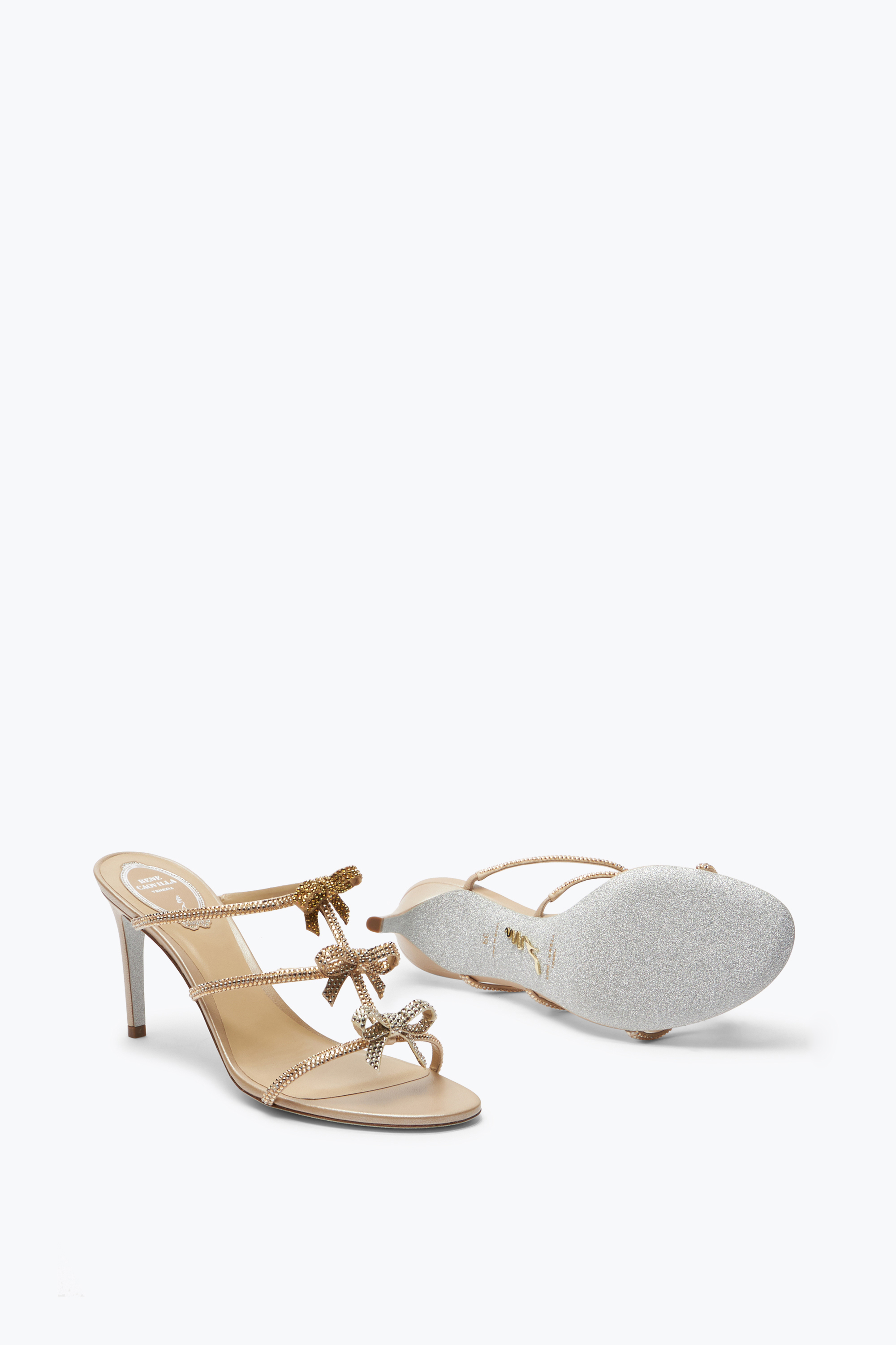 René Caovilla Caterina Champagne Slider Sandal 80