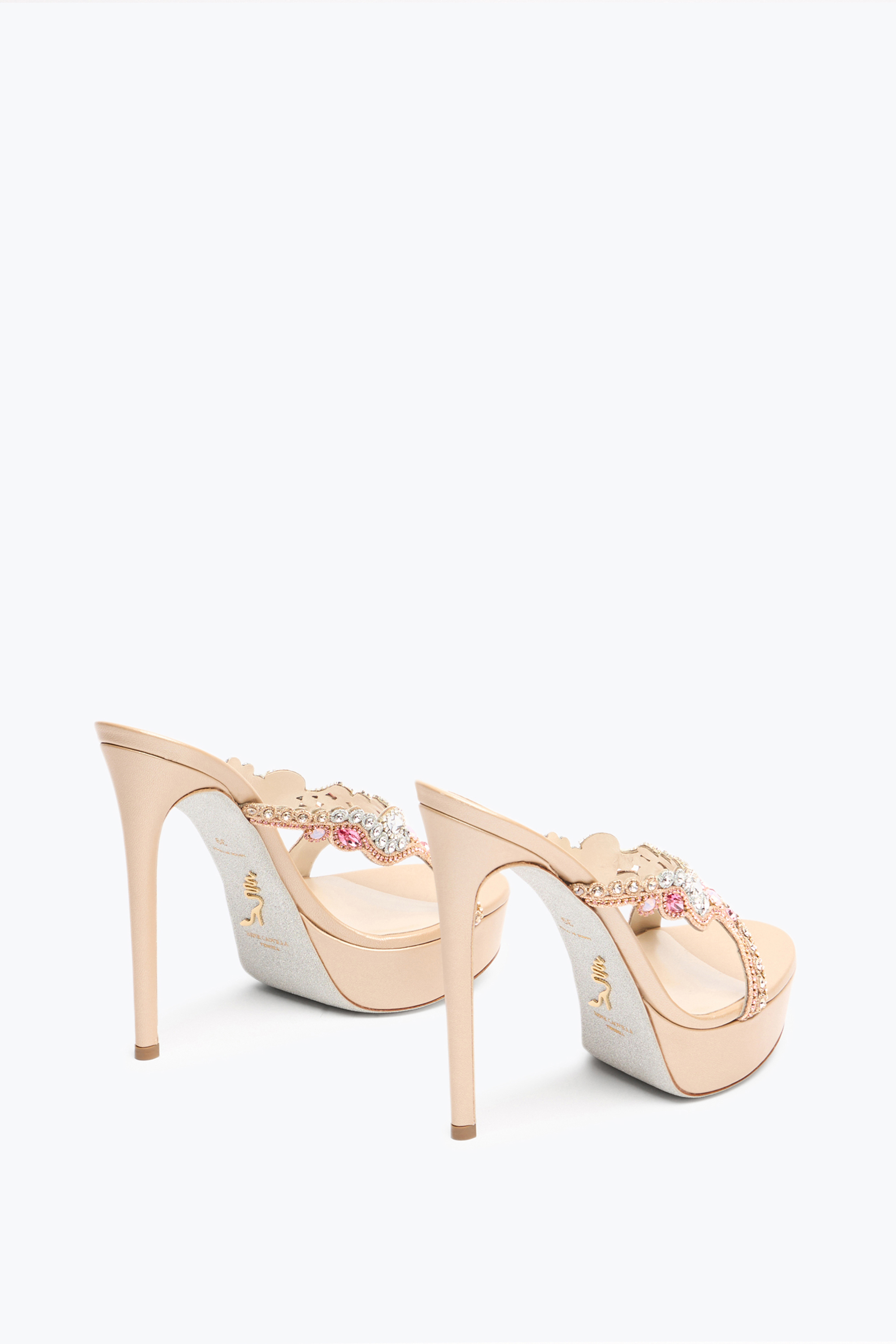 René Caovilla Giulienne Nude Mule Sandal With Platform 130