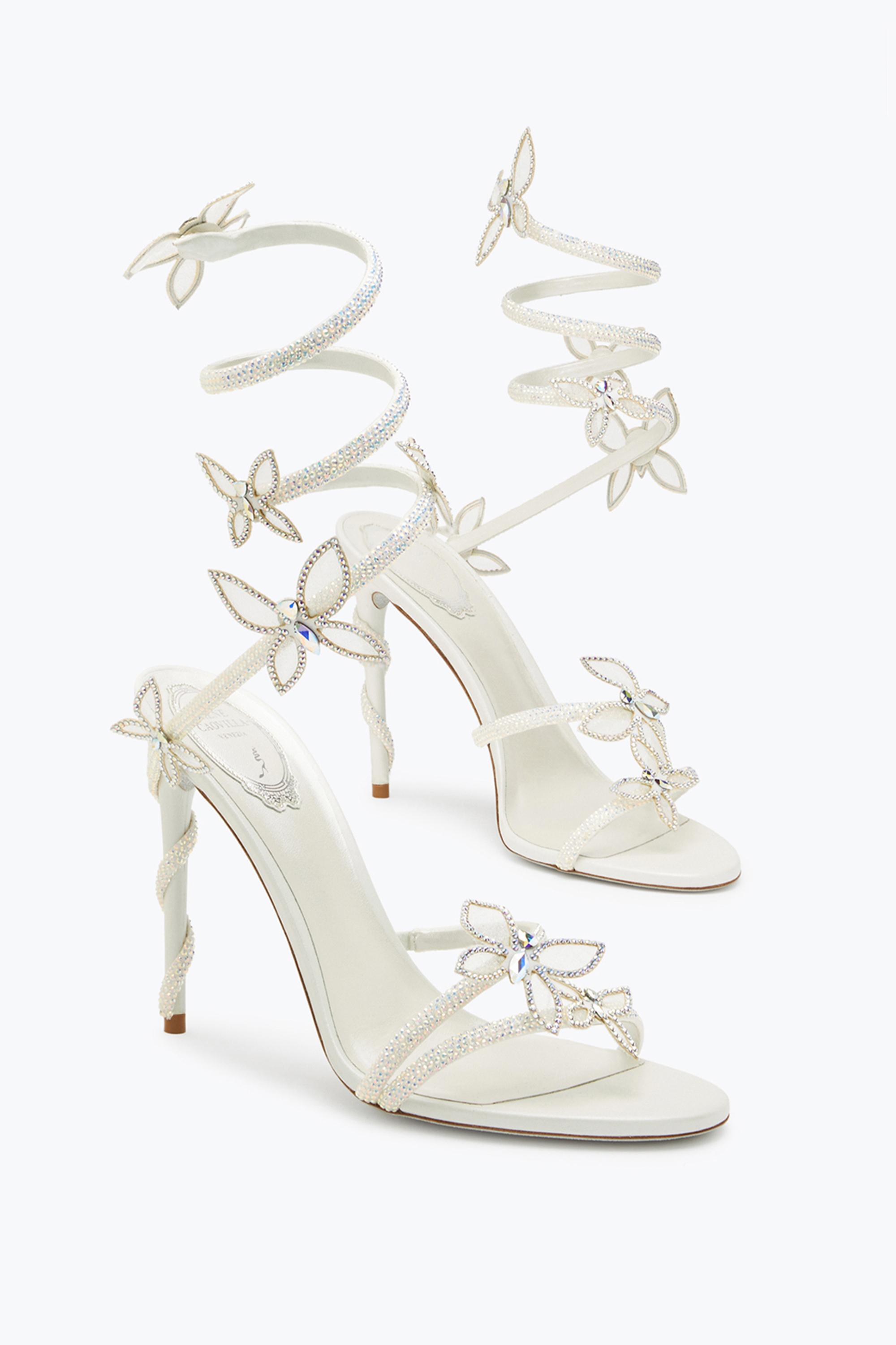 René Caovilla Margot Crystal White Sandal 105