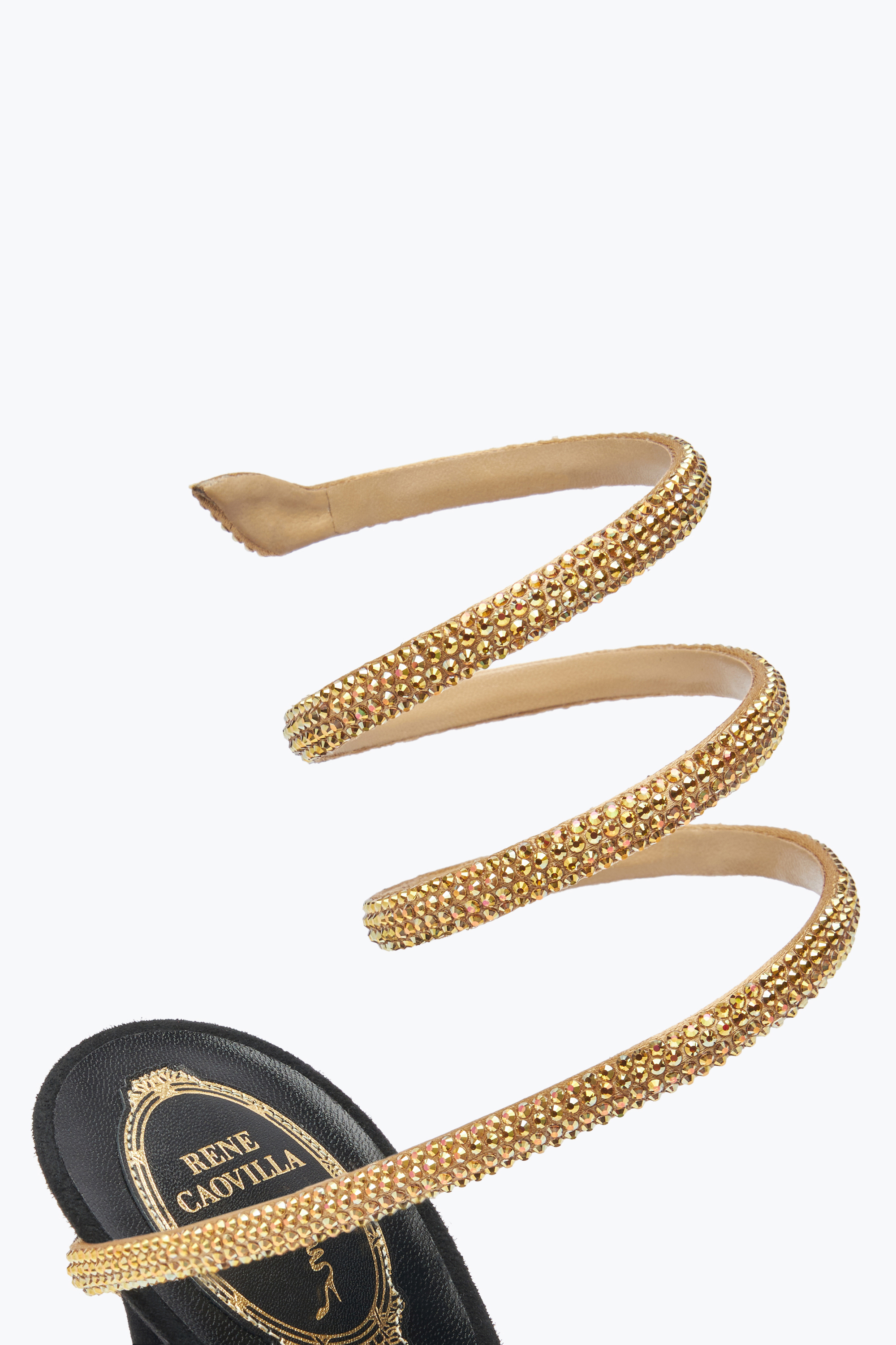René Caovilla Margot Black Suede And Gold Platform Sandal 120