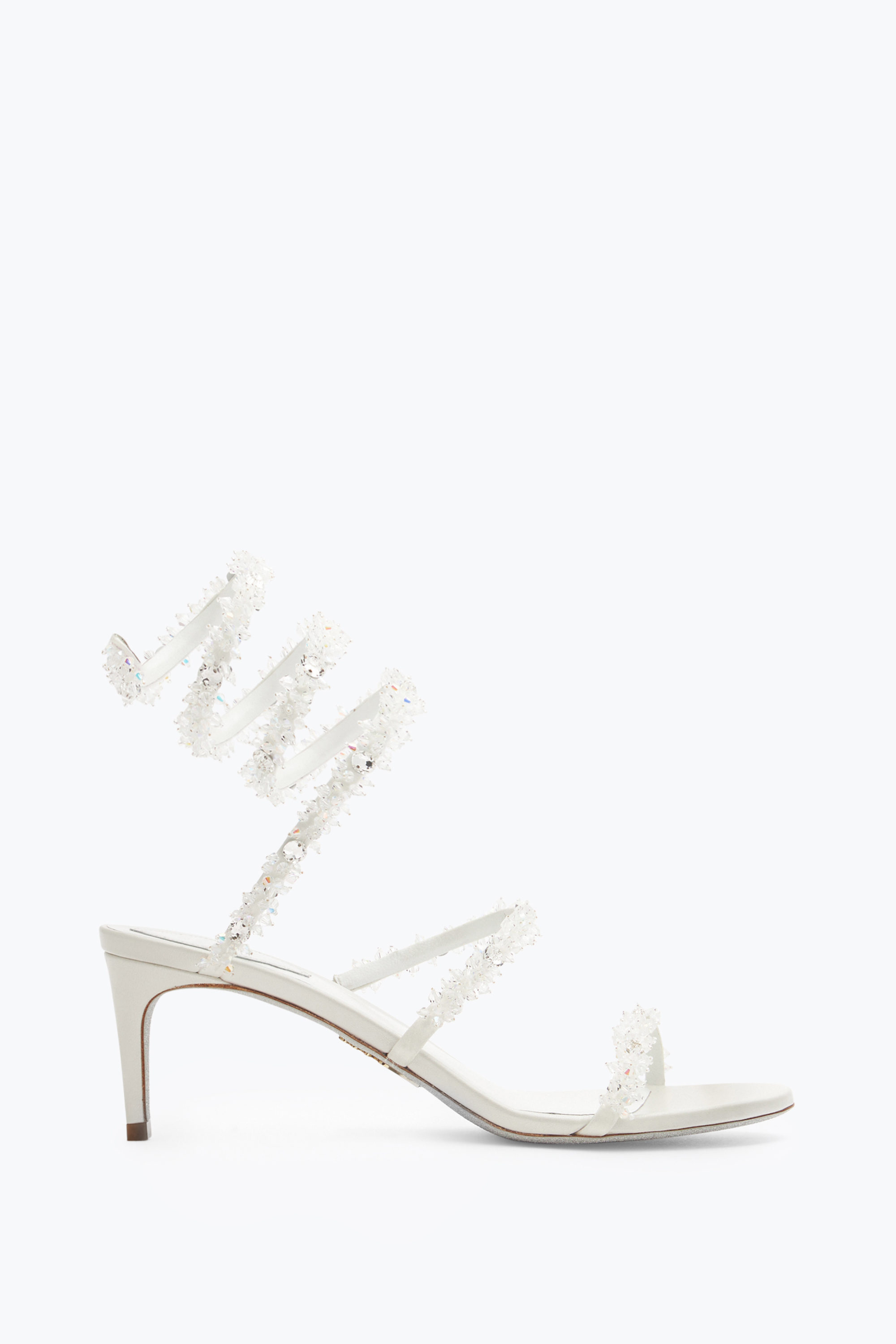 René Caovilla Cinderella White Sandal With Serpent 60