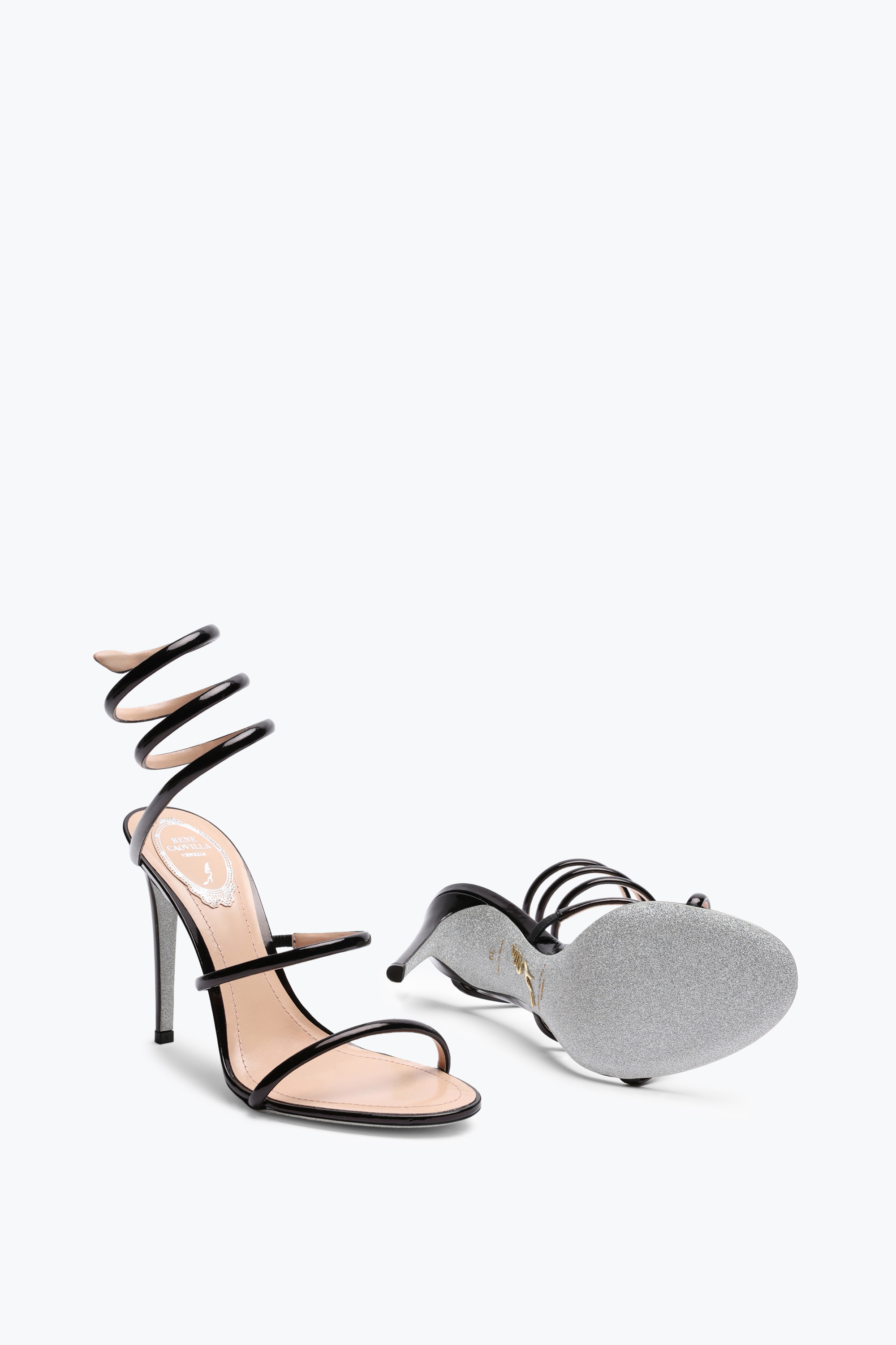 René Caovilla Womens Black Minimal Cleo 105 Spiral-strap Leather Heeled Sandals
