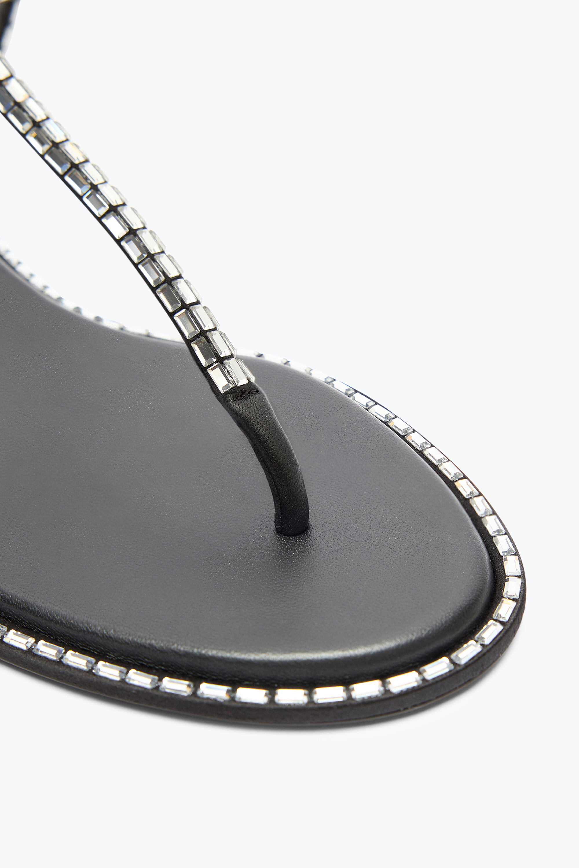 René Caovilla Diana Black Sandal With Crystal Baguette