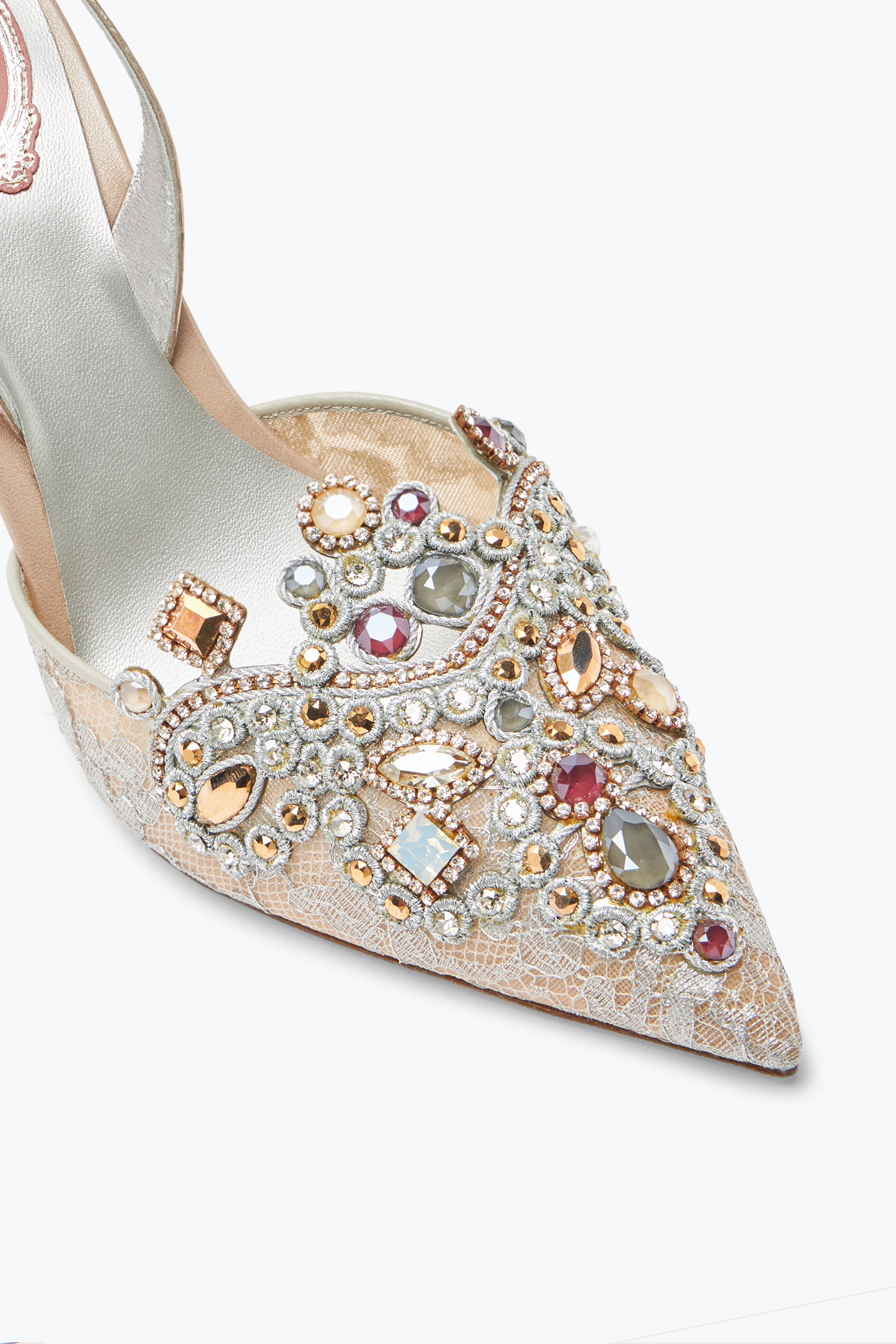 René Caovilla Grey Jewel Slingbacks Veneziana
