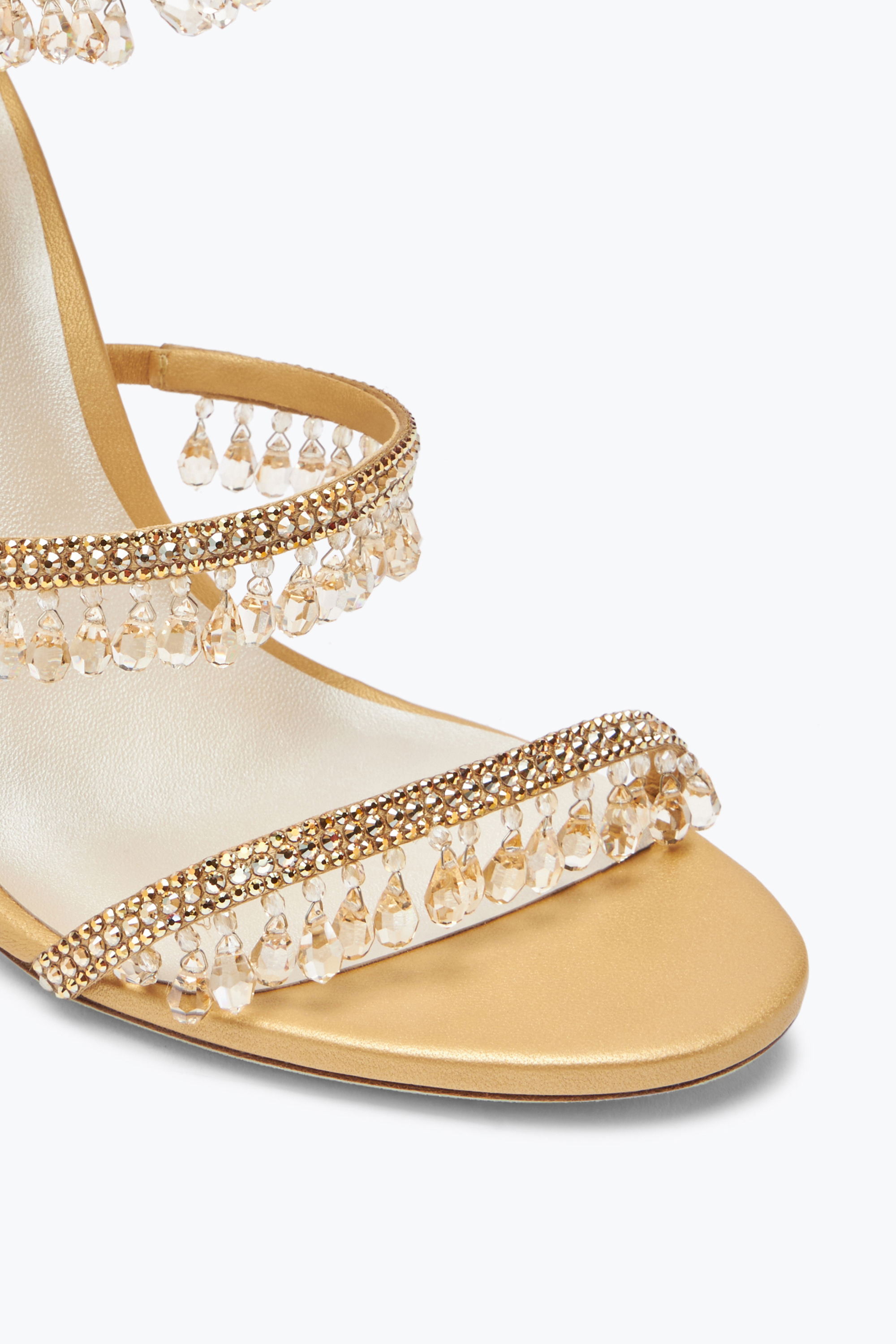 René Caovilla Chandelier Crystals Honey Sandal 105