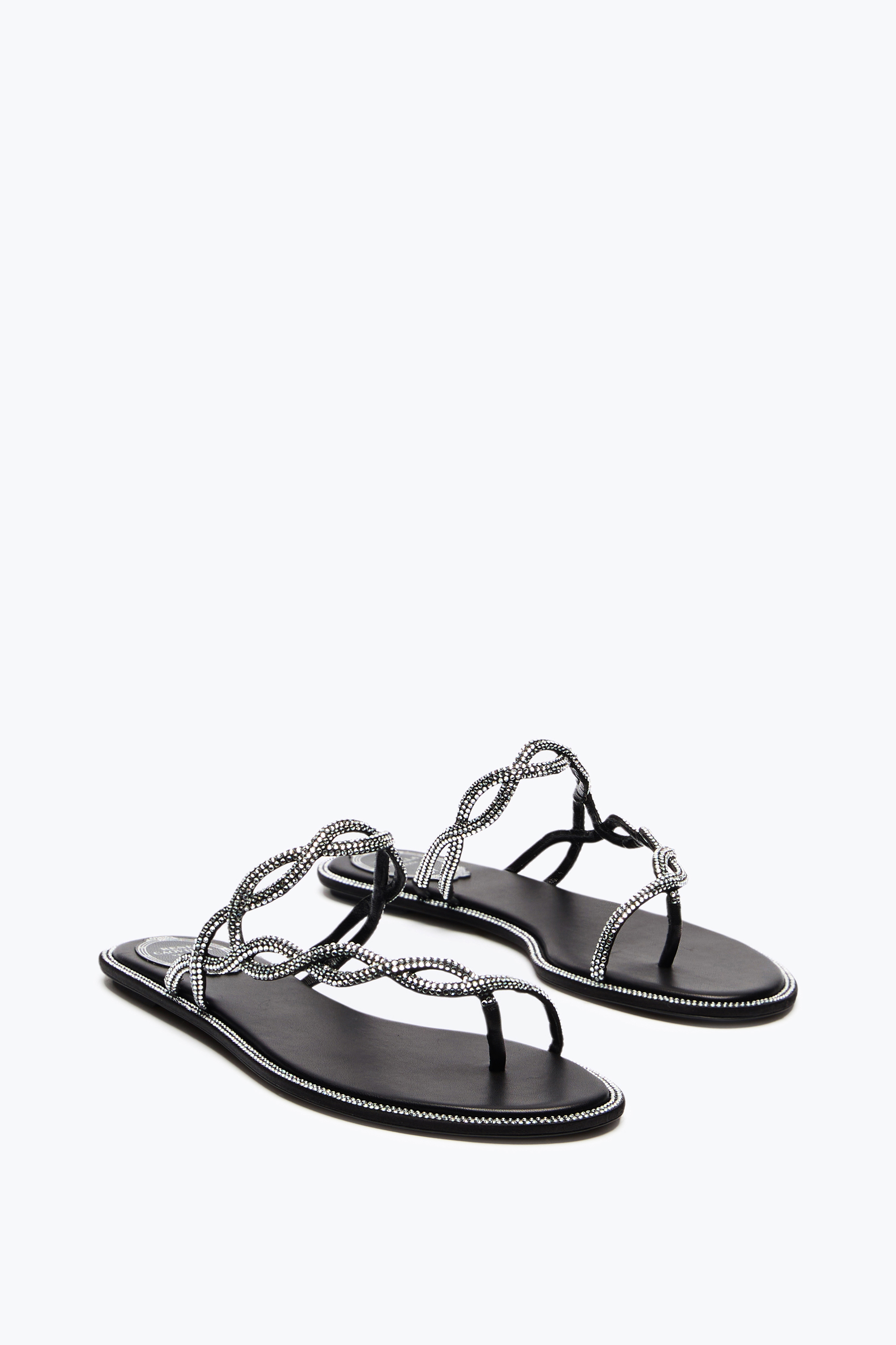 René Caovilla Rene Caovilla Black Flat Braid Sandal 10 In Black