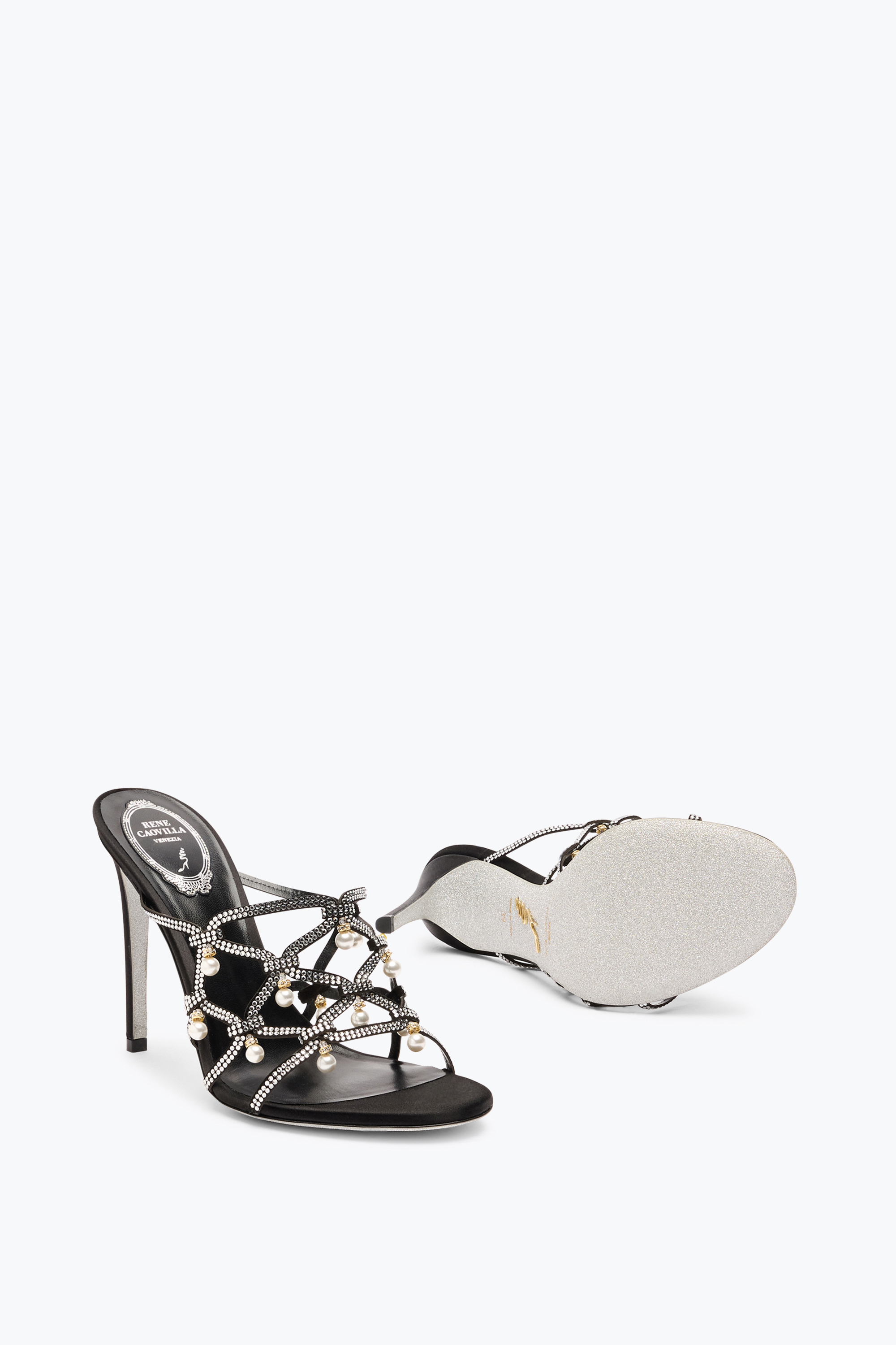 René Caovilla Esmeralda Black Slider Sandal 105