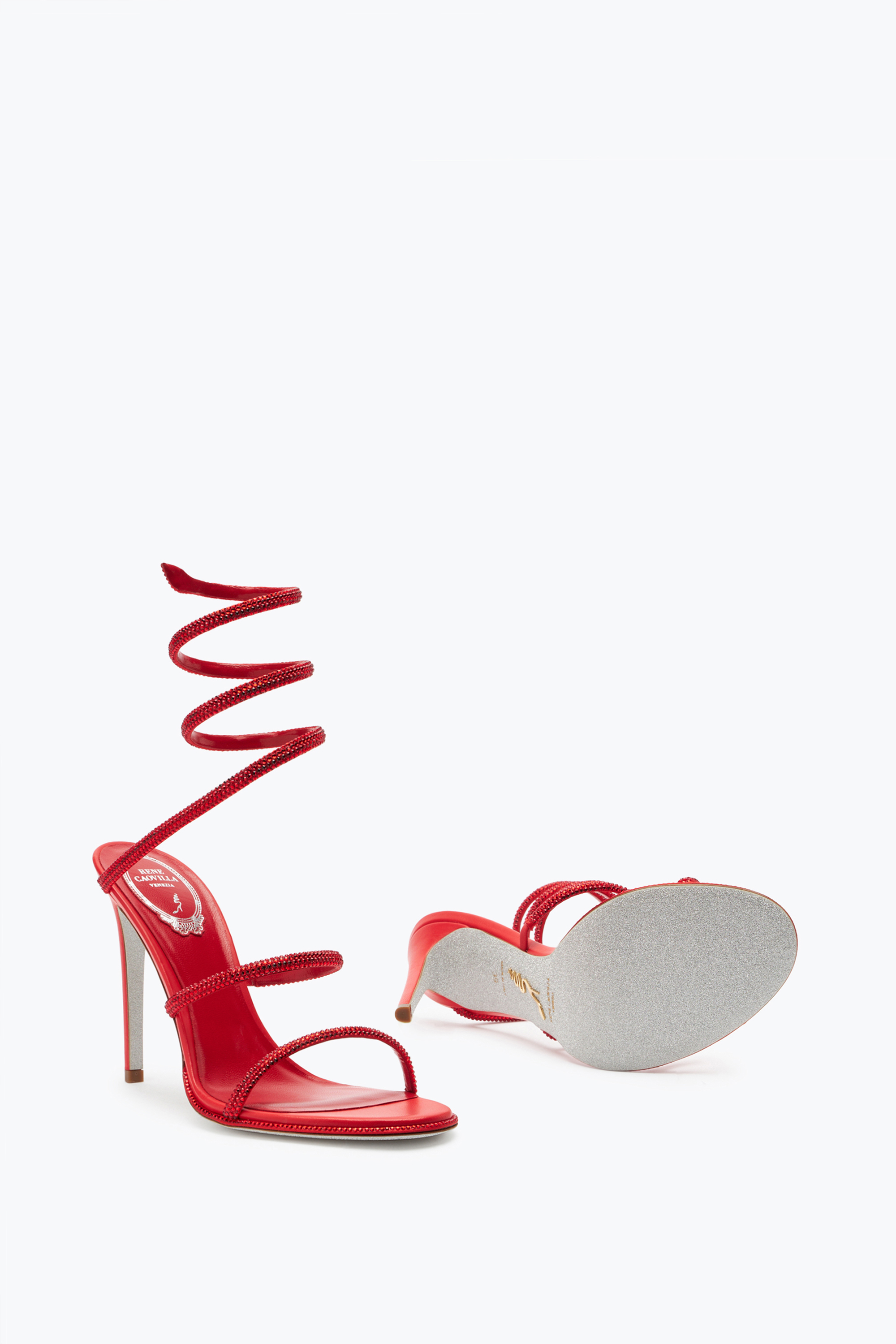 René Caovilla Cleo Red Sandal With Crystal 105