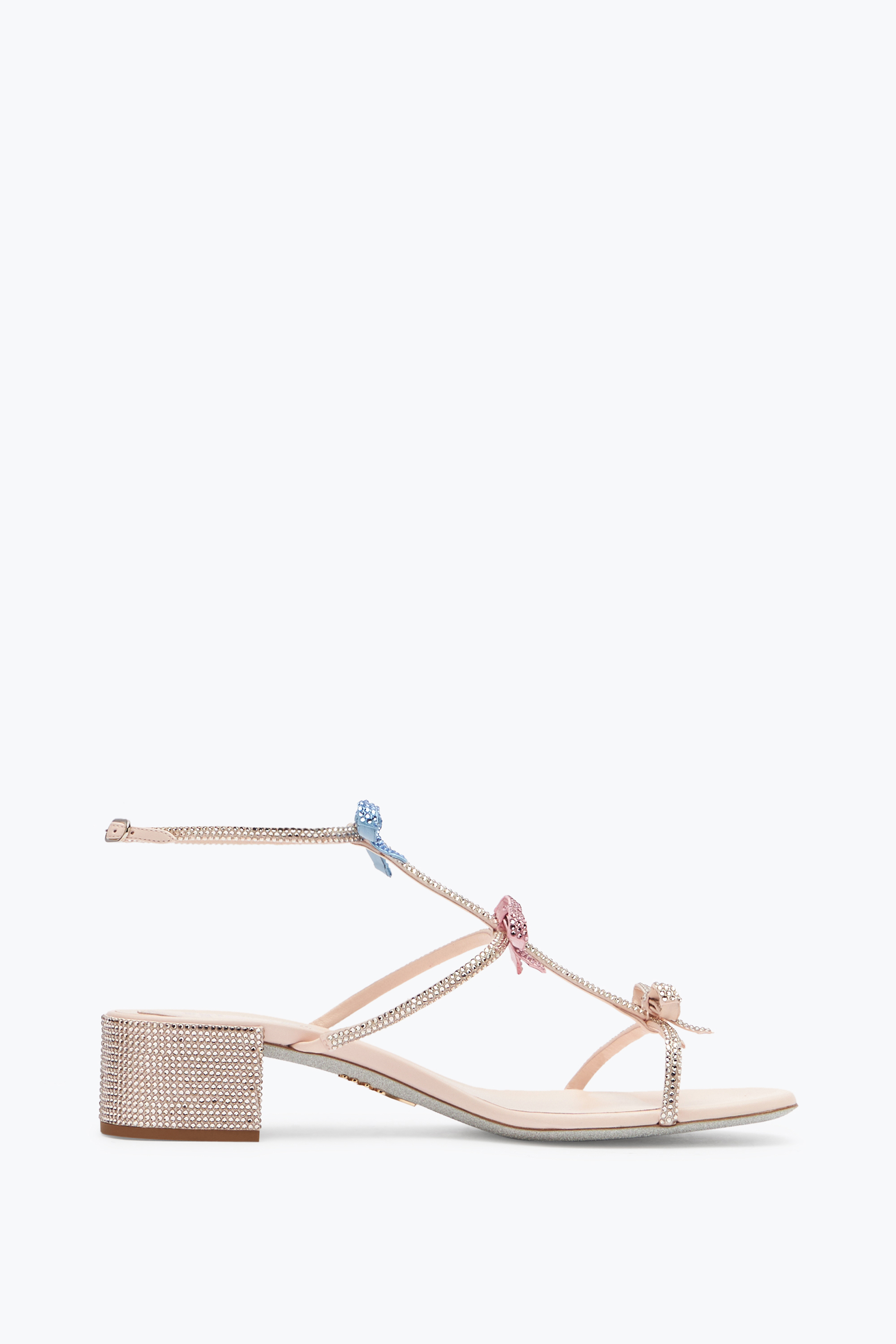 René Caovilla Caterina Peach Sandal With Multicolor Crystals 40