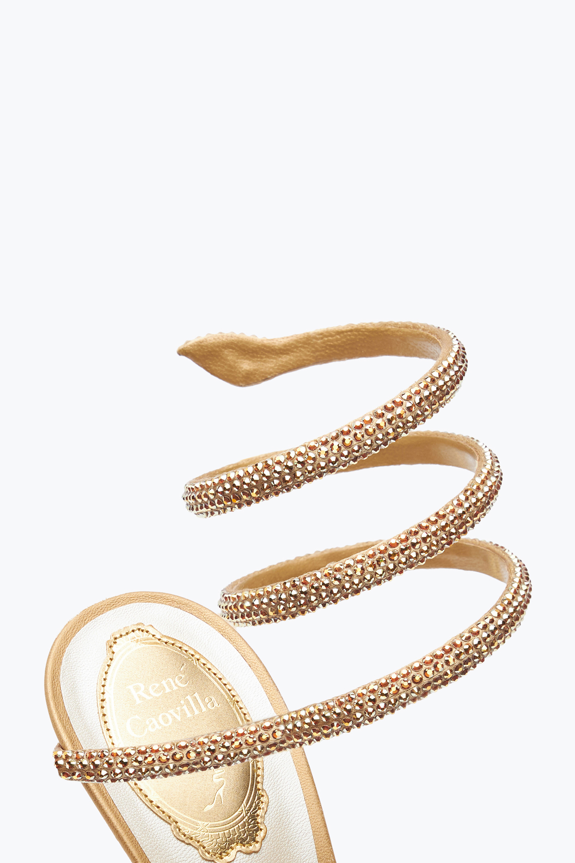Shop René Caovilla Margot Crystal Gold Platform Sandal 120