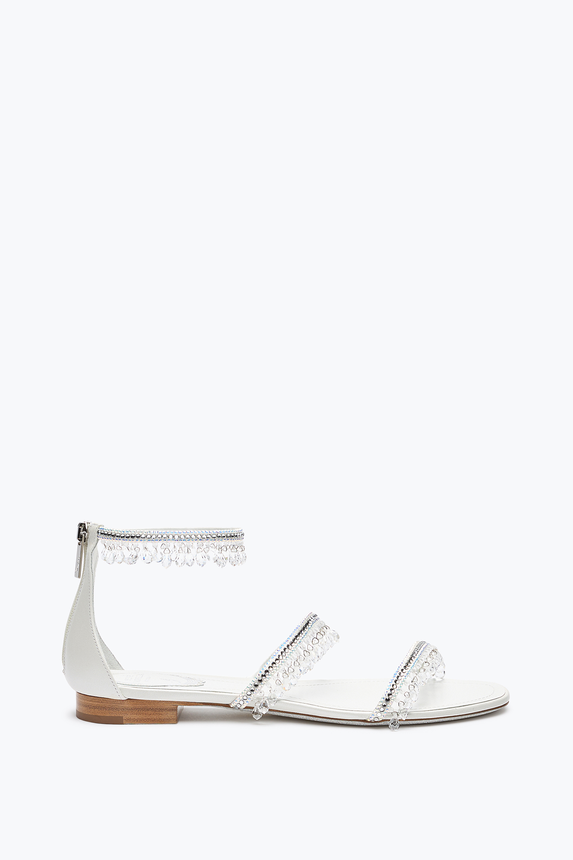 René Caovilla Chandelier Ivory Flat Sandal 10