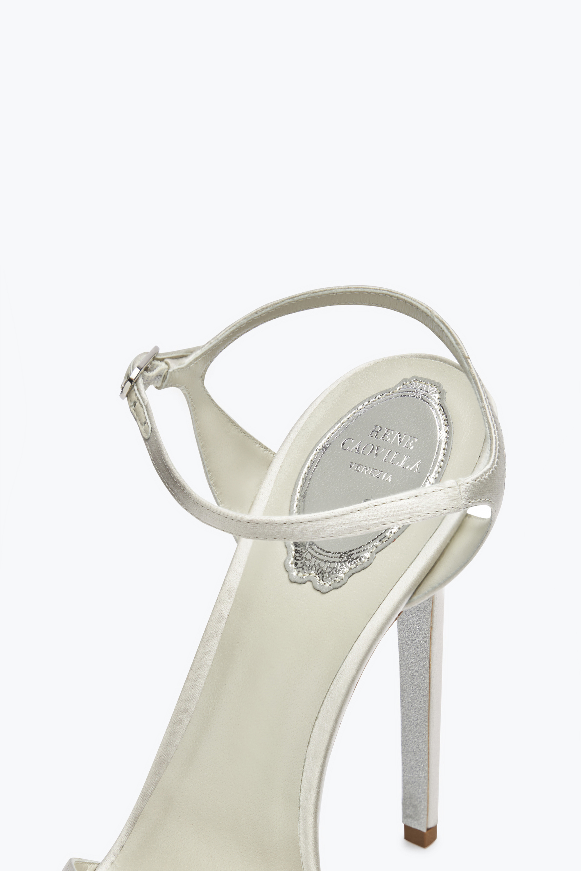 René Caovilla Anastasia Crystal Gray Platform Sandal 130
