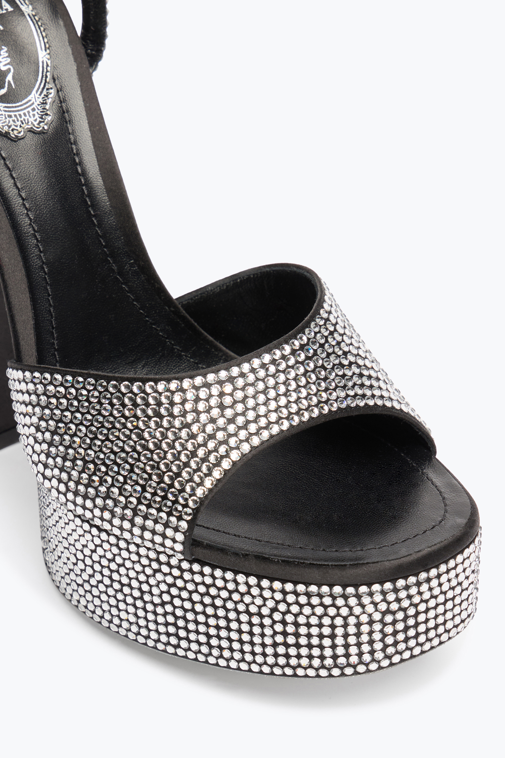 René Caovilla Helsa Black Platform Sandal With Crystals 140