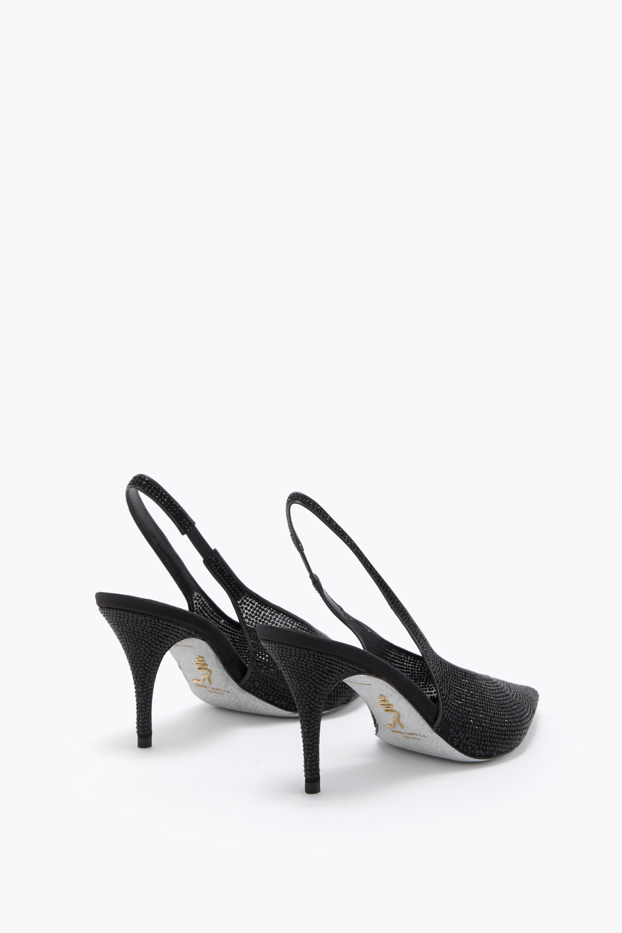René Caovilla Jinny Black Slingback 80 In Black