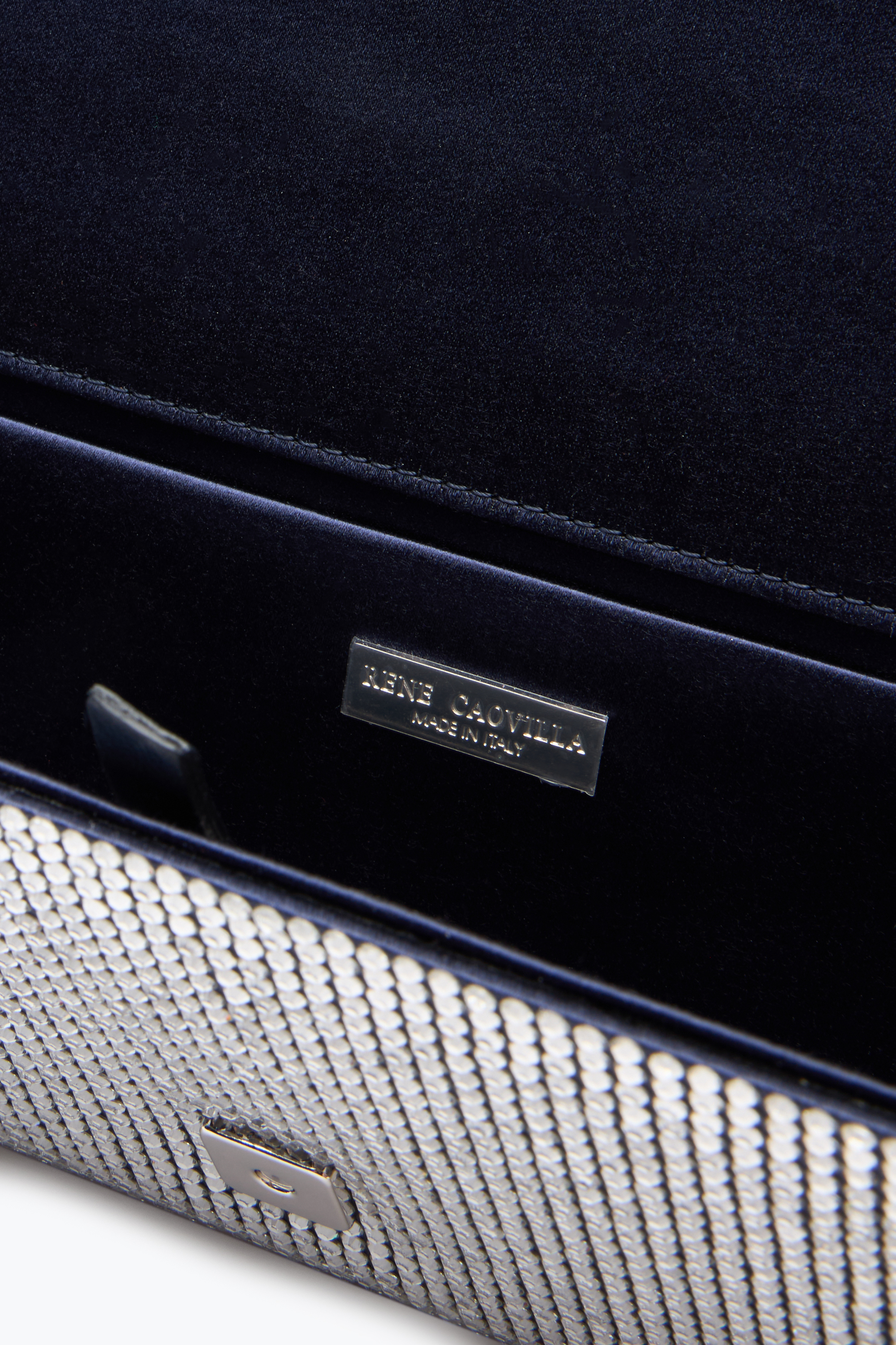 René Caovilla Zafira Blue Clutch With All-over Crystals