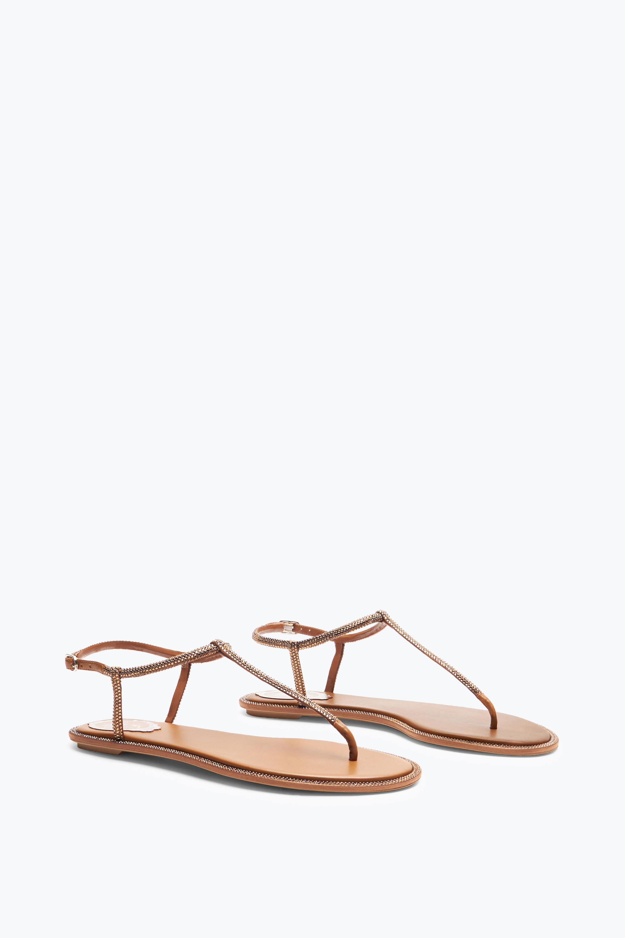 René Caovilla Diana Cognac Sandal With Crystals 10
