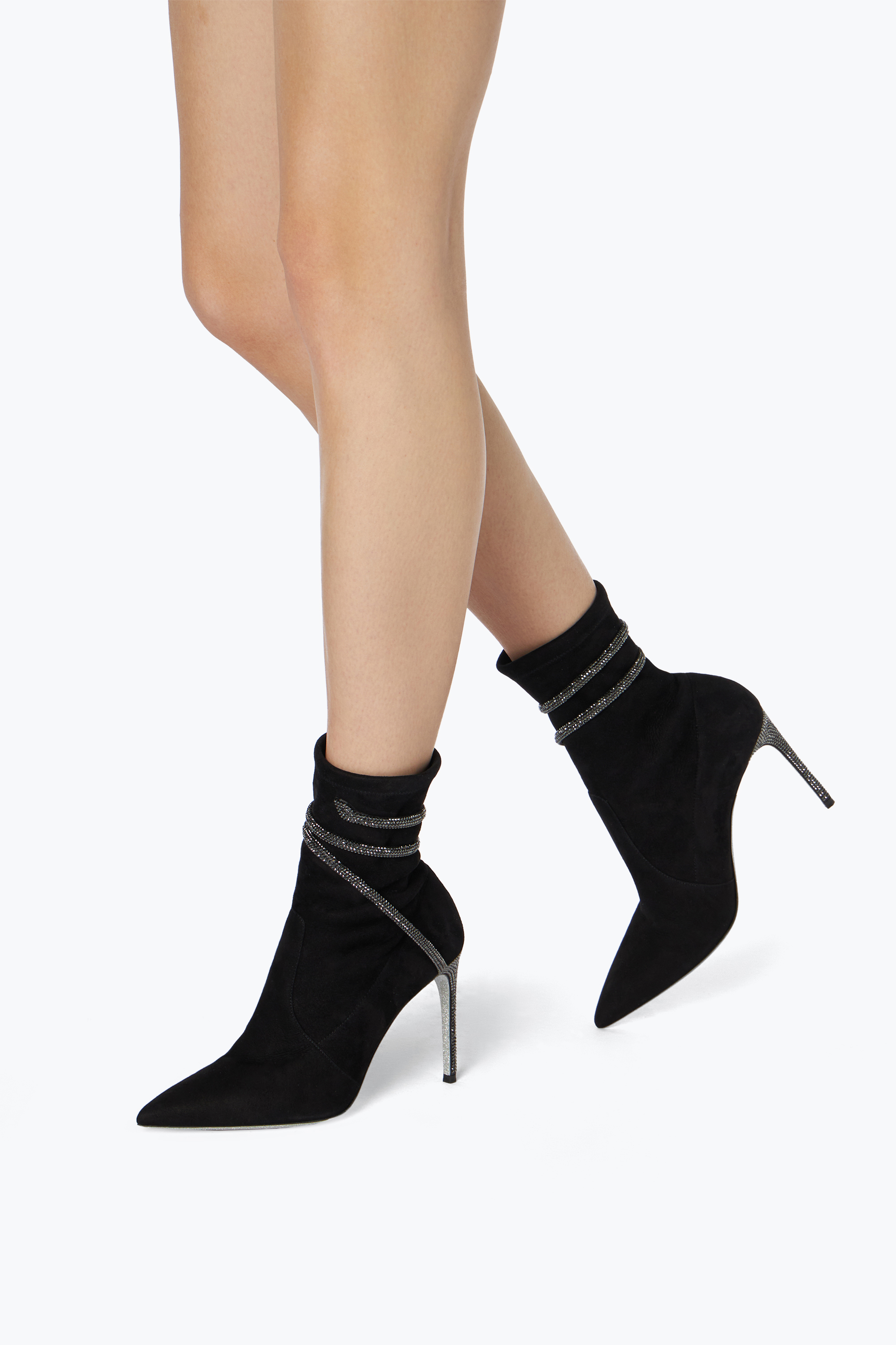 René Caovilla Cleo Crystals Black Bootie 100