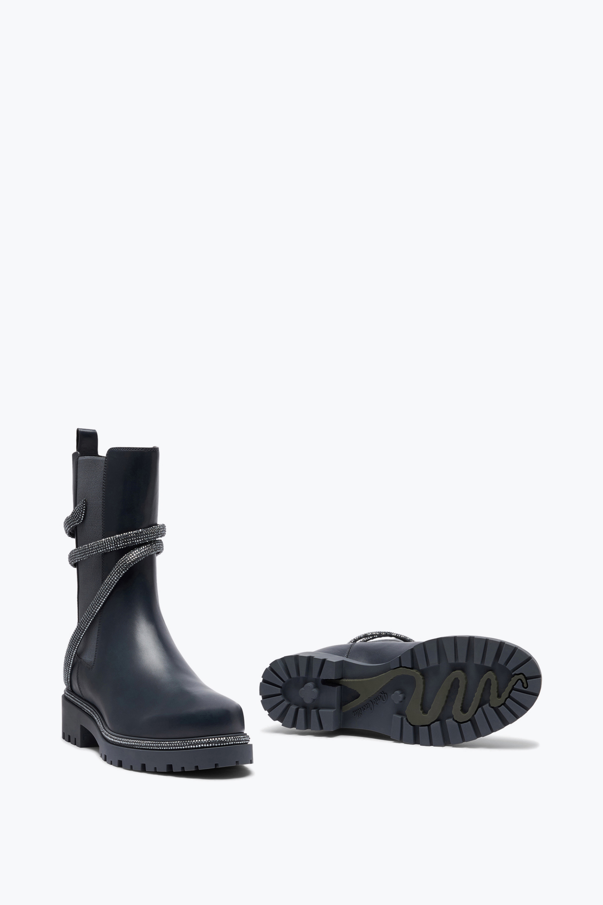 René Caovilla Cleo Crystal Black-silver Bootie 25