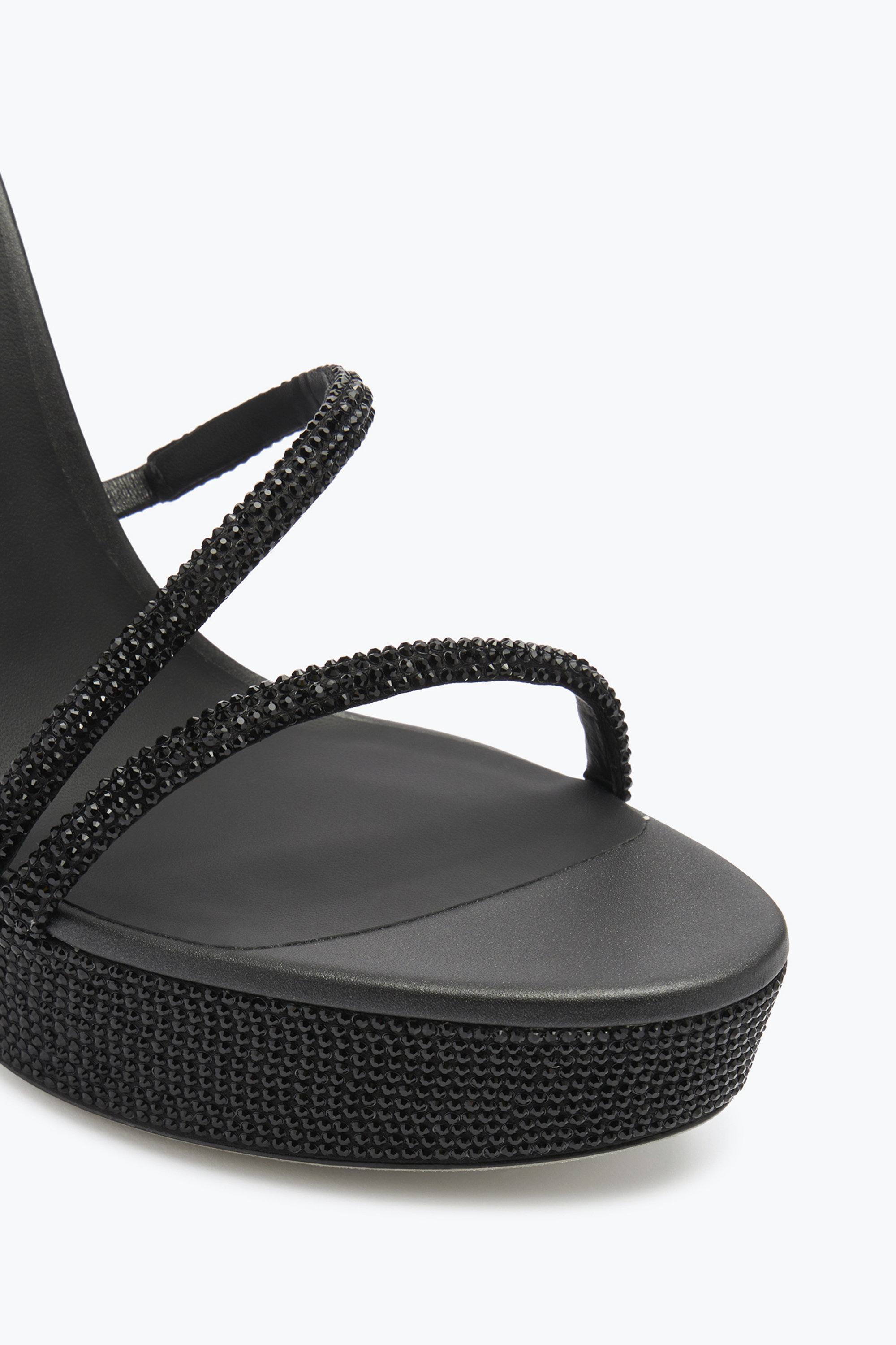 RENÉ CAOVILLA MARGOT CRYSTAL BLACK PLATFORM SANDAL 130