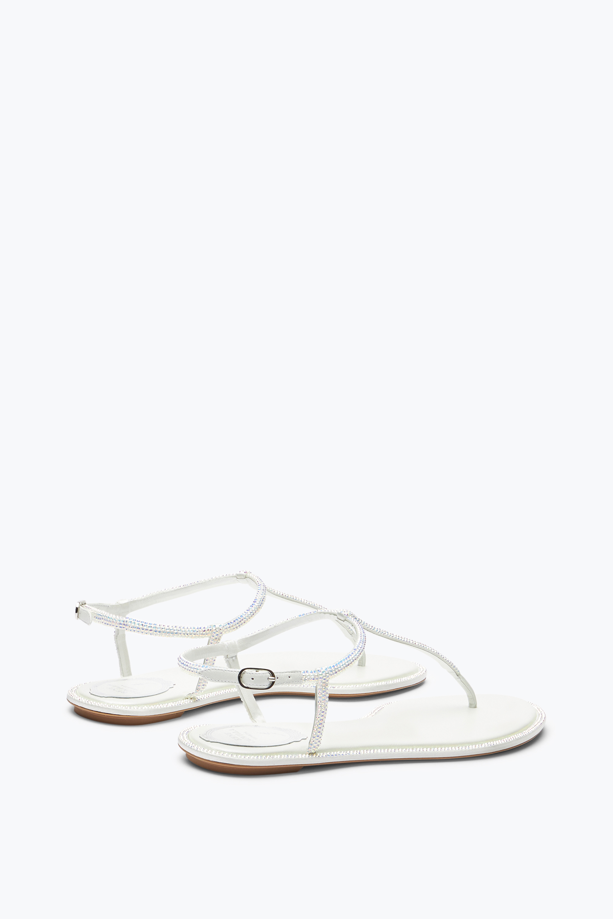 René Caovilla Diana White Sandal With Crystals 10 In Silver