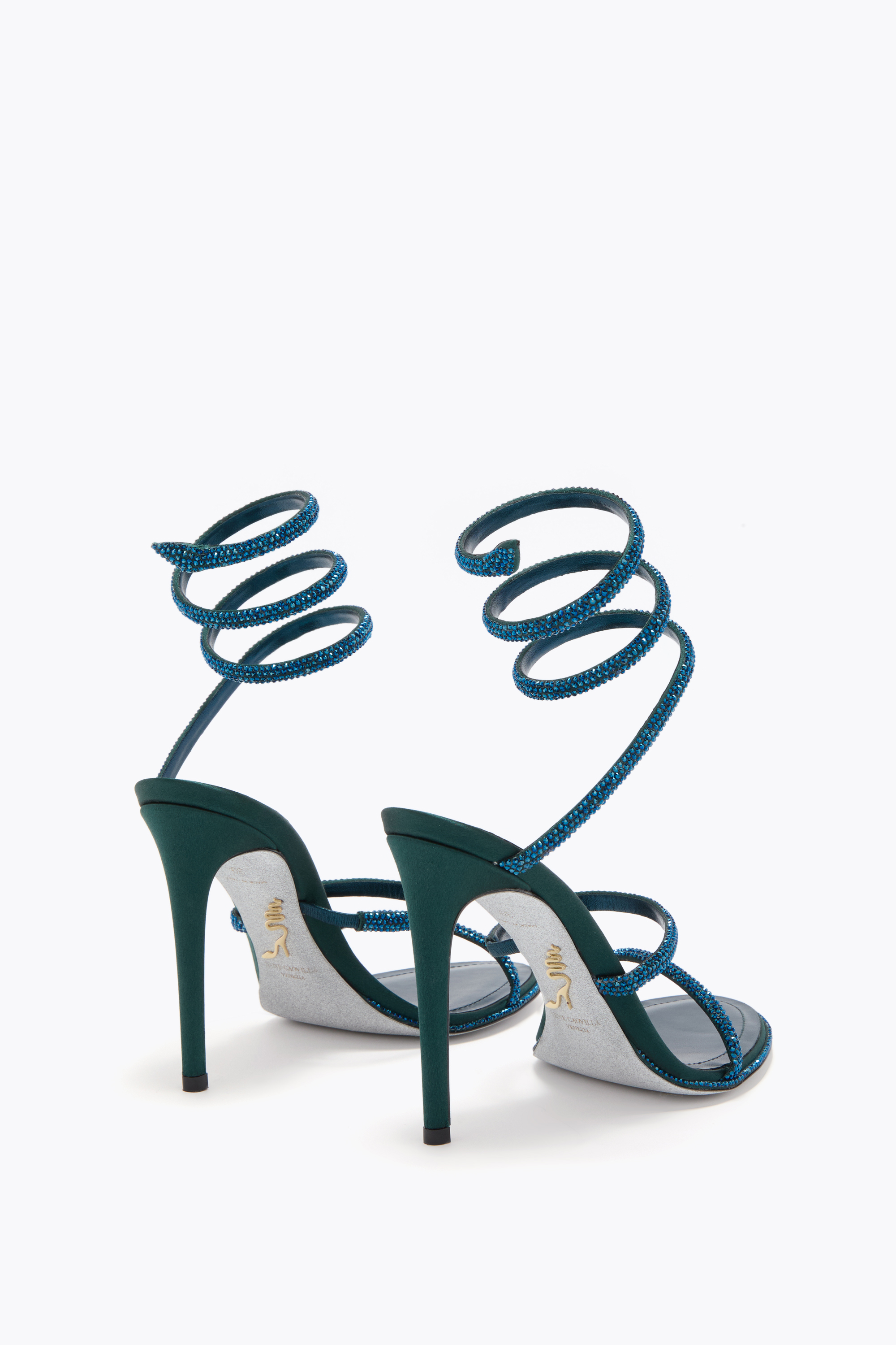 René Caovilla Cleo Teal Sandal 105 In Blue