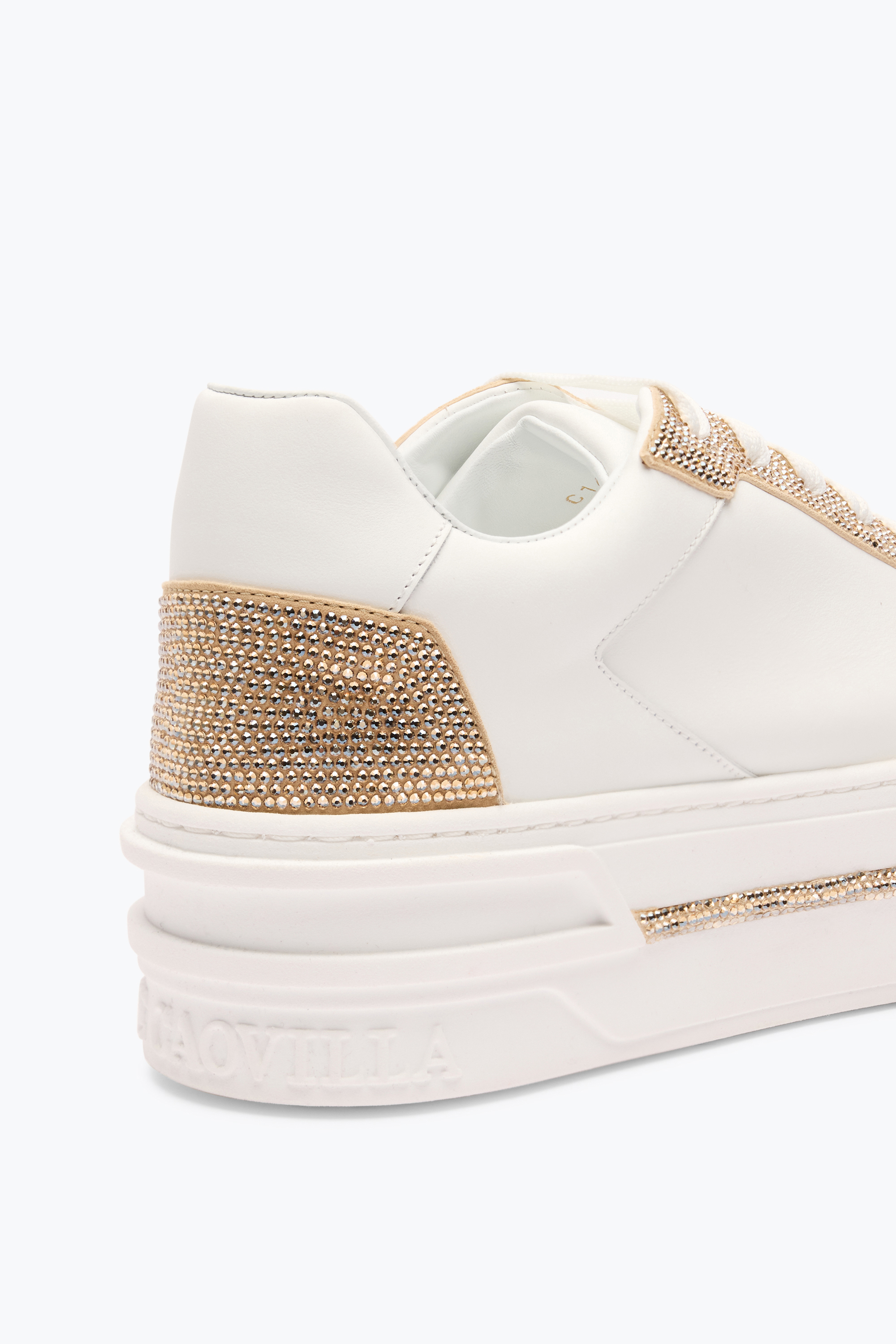 René Caovilla Xtra White-gold Sneaker With Crystals 50
