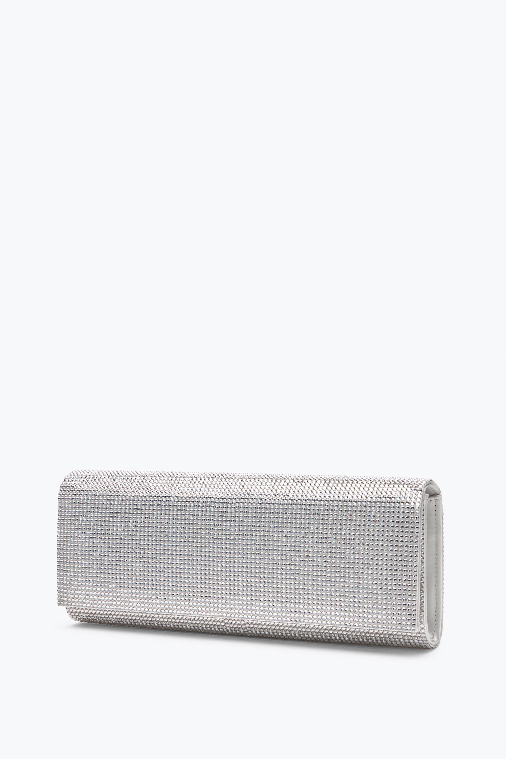 René Caovilla Zafira Silver Clutch With All-over Crystals