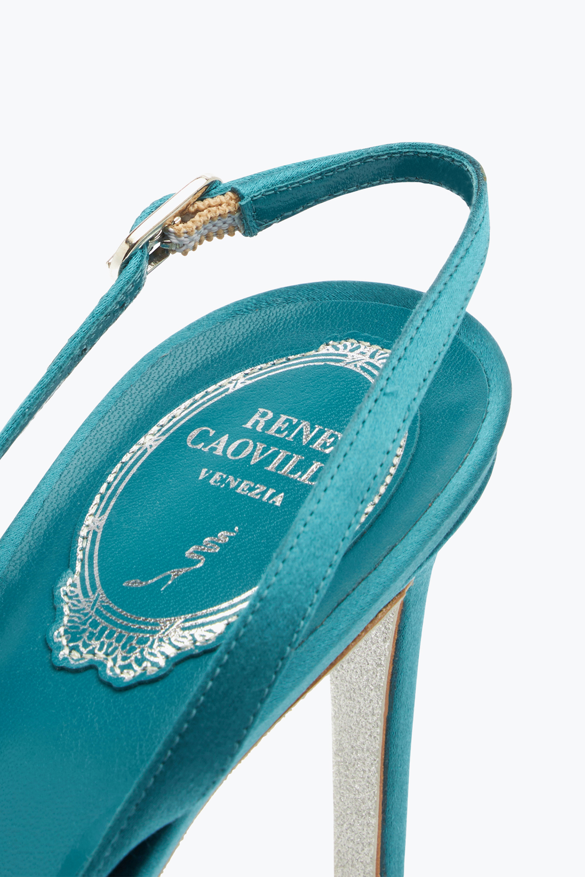 René Caovilla Sara Teal And Rhinestone Slingback 80