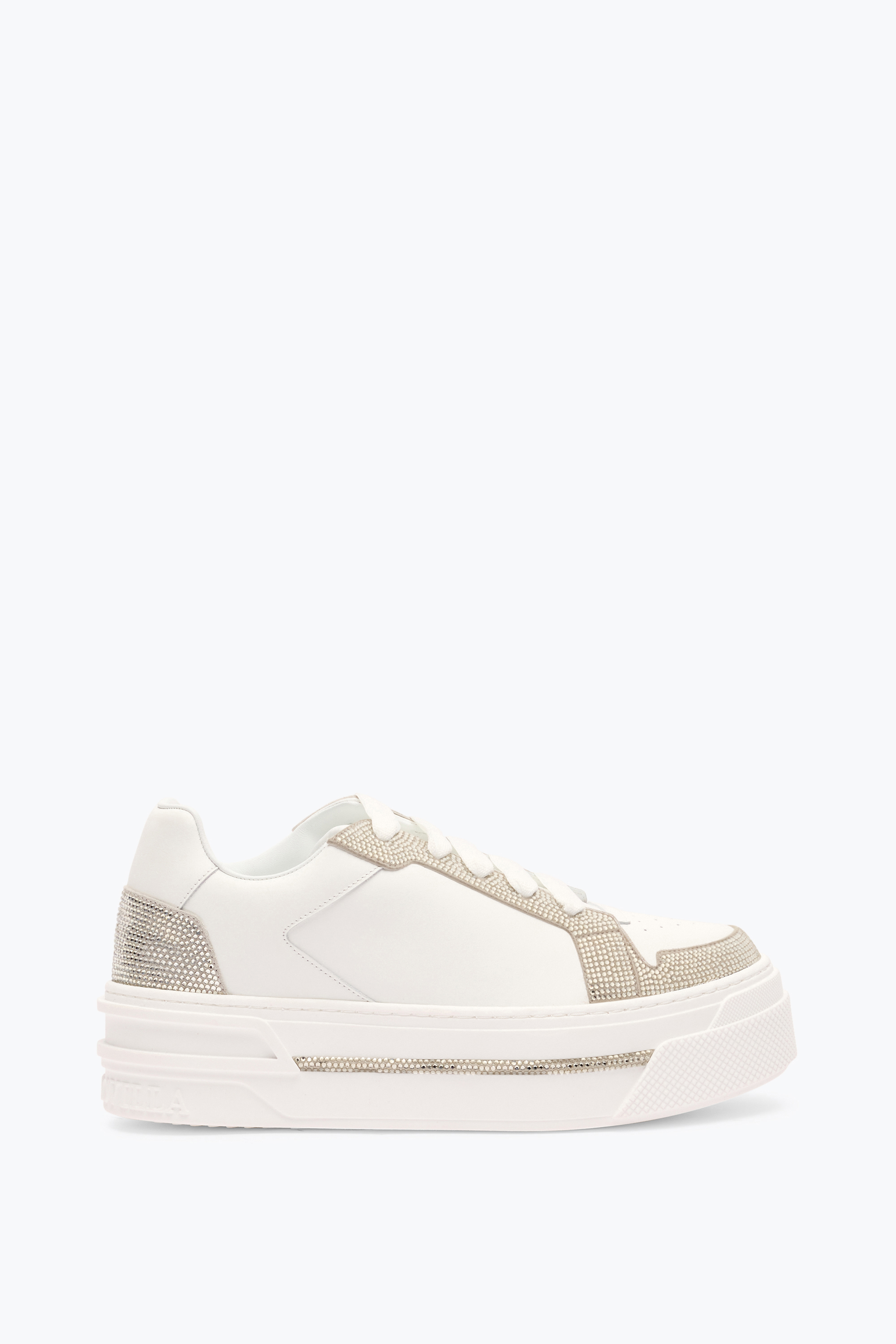 René Caovilla Xtra White-silver Sneaker With Crystals 50