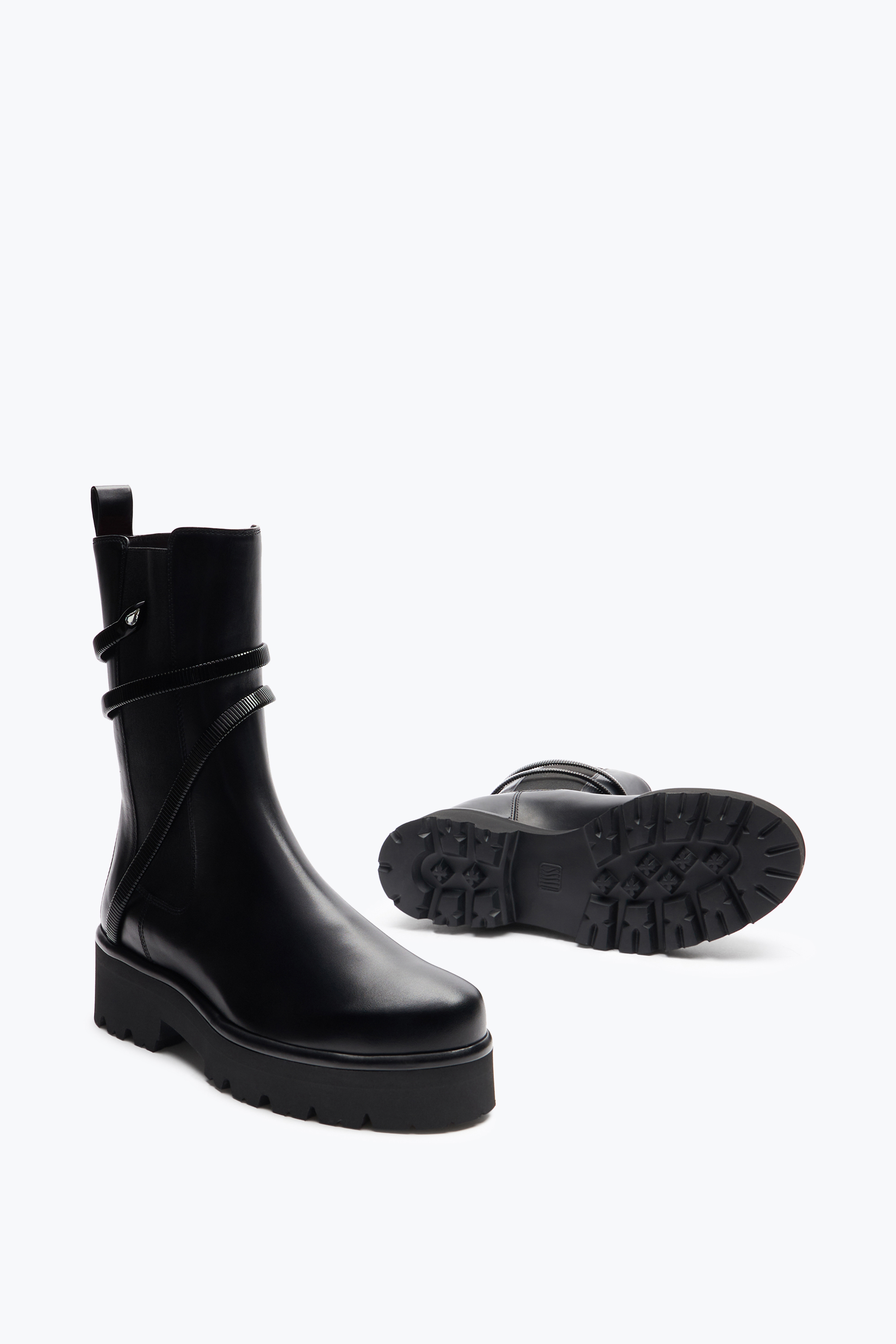 René Caovilla Juniper Black Biker Boot 45 In Black