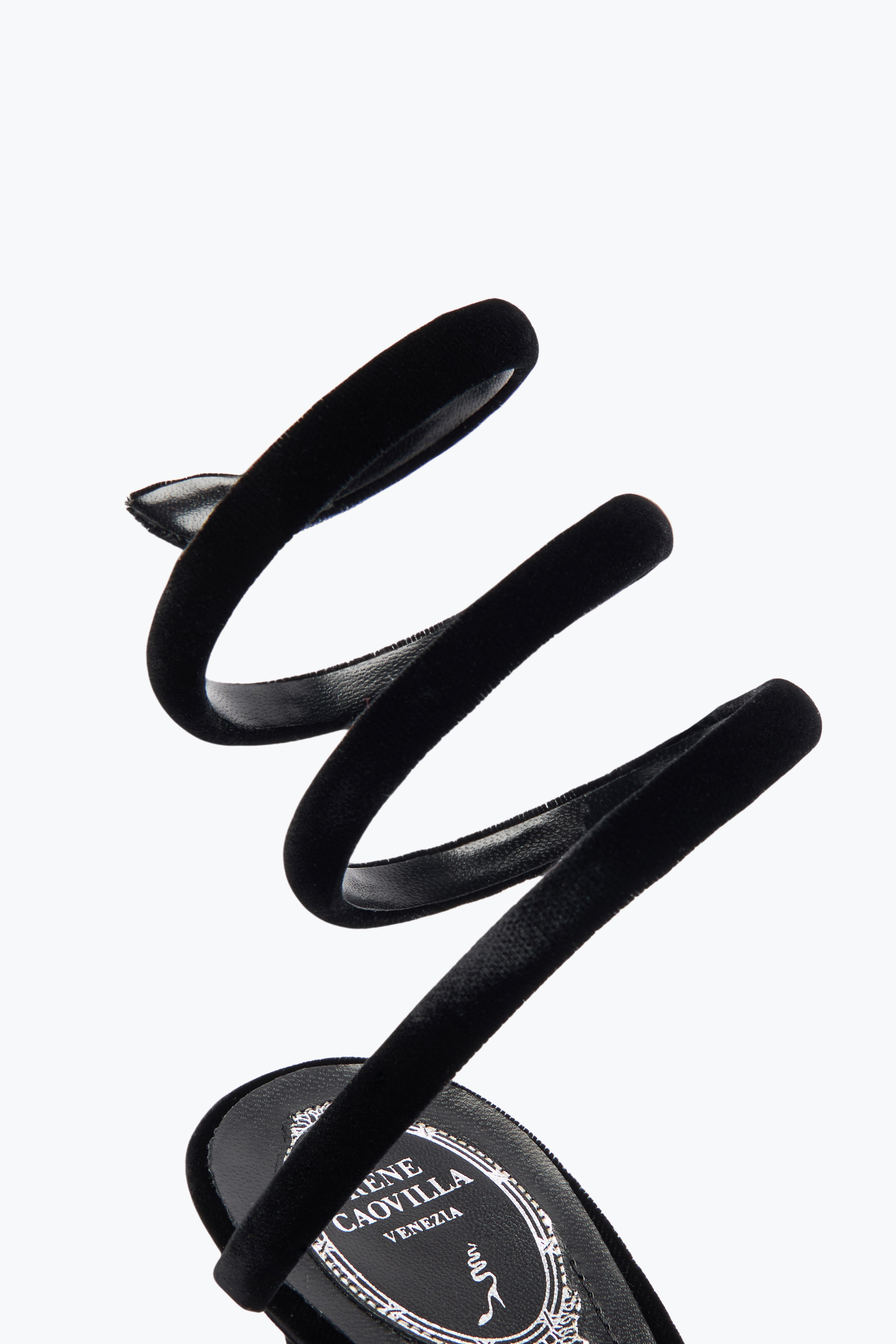 René Caovilla Cleo Black Velvet Sandal 80 In Black