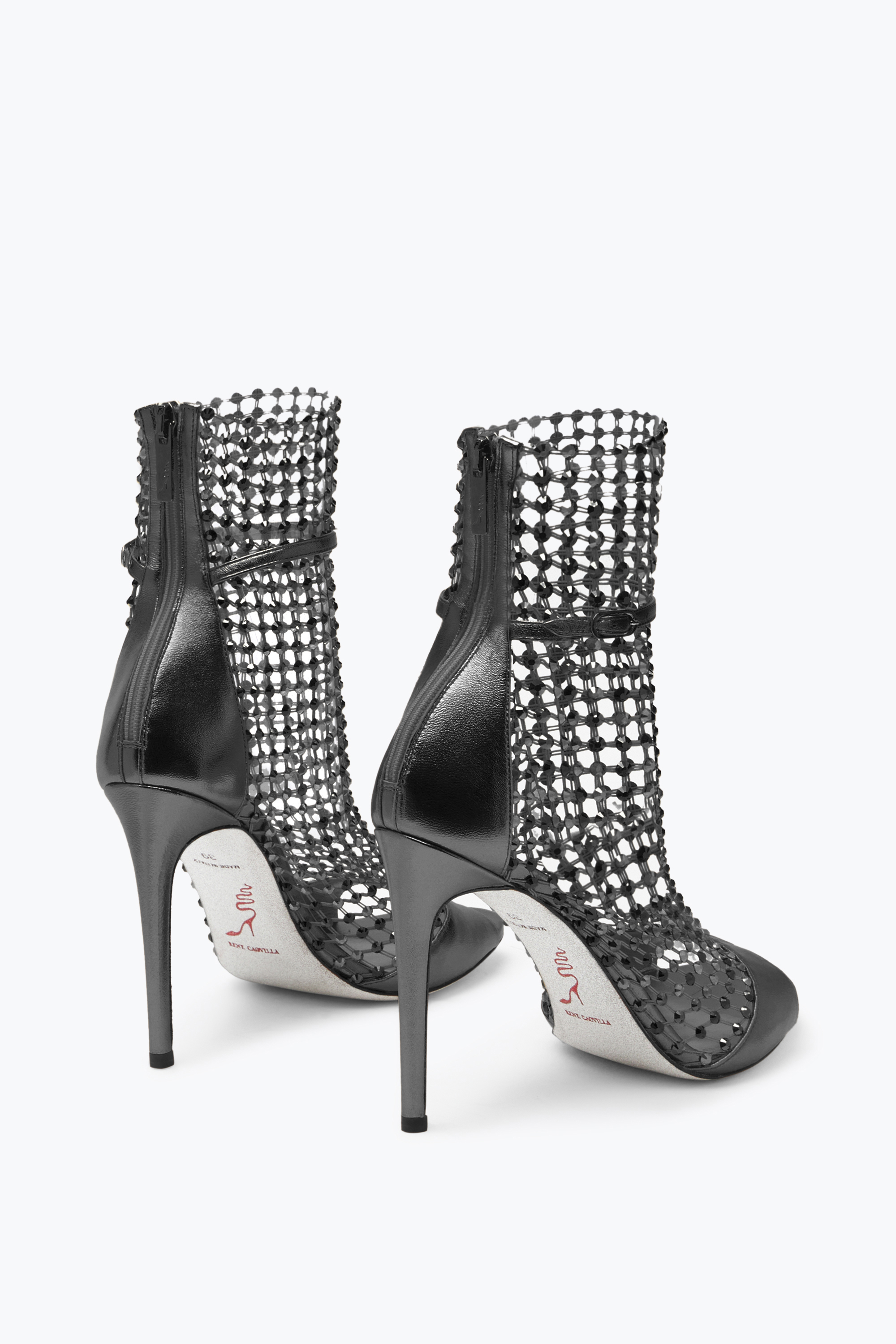 René Caovilla Galaxia Metallic Anthracite Sandal 105