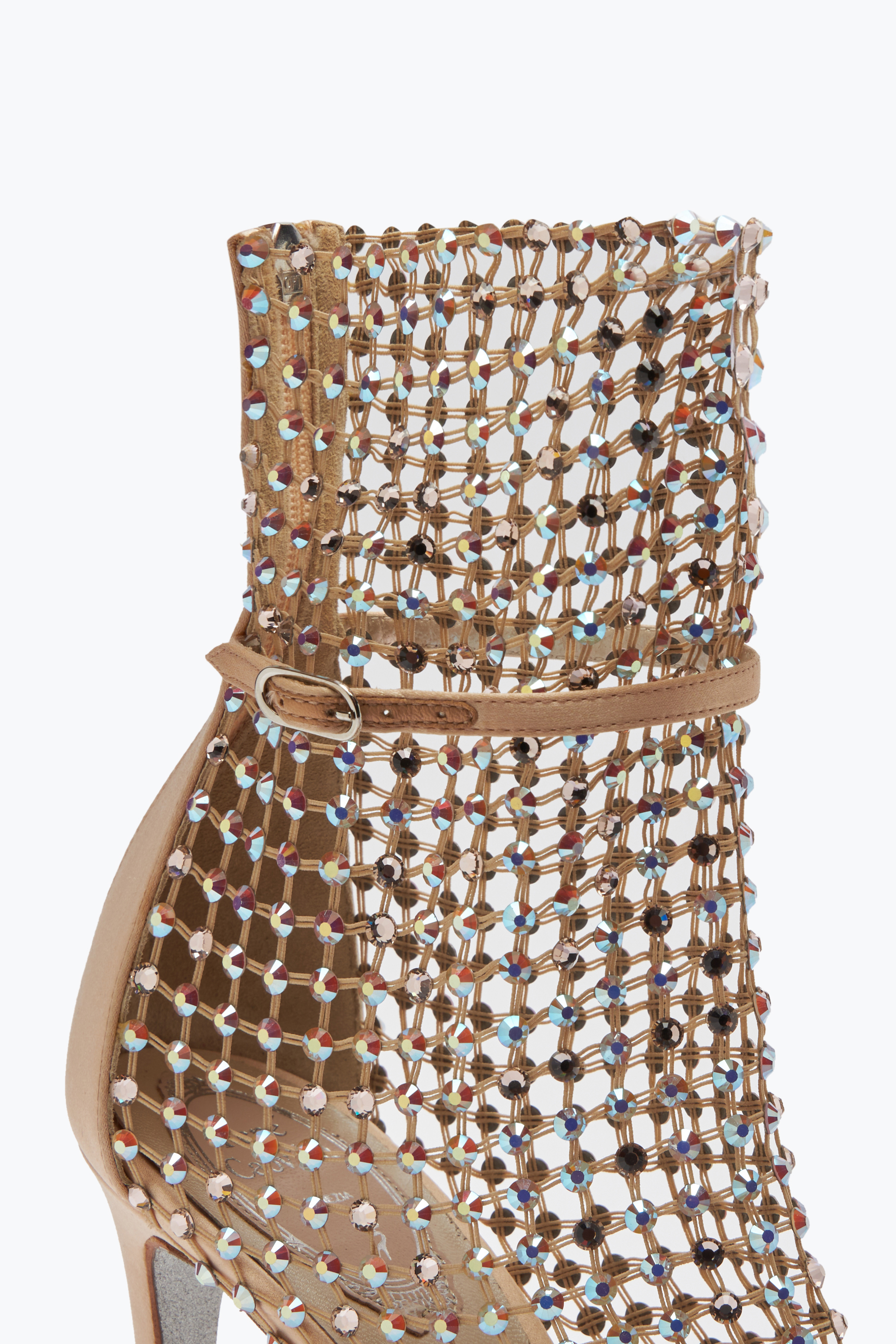 René Caovilla Galaxia 105 Crystal-embellished Ankle Mesh Sandals