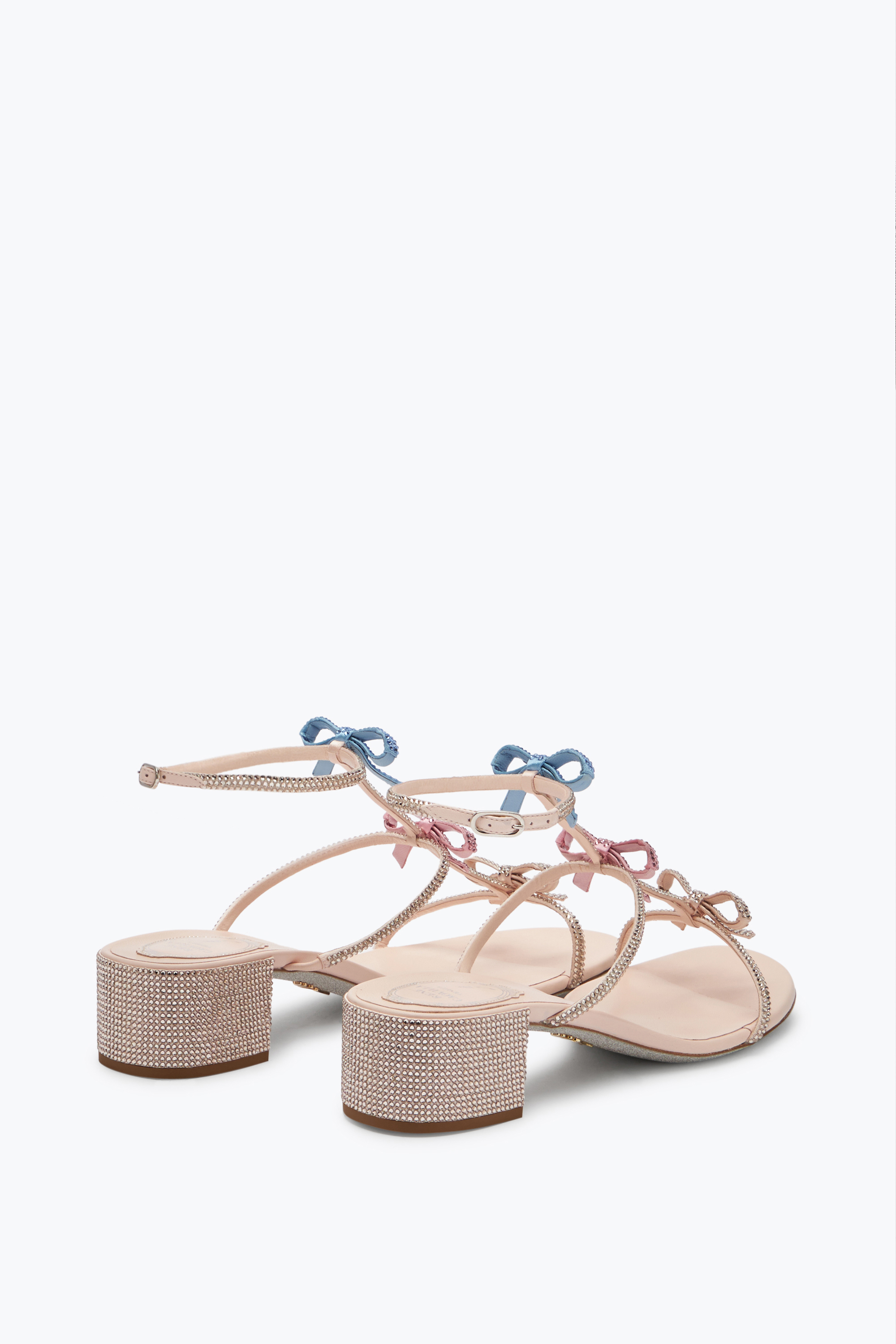 René Caovilla Caterina Peach Sandal With Multicolor Crystals 40
