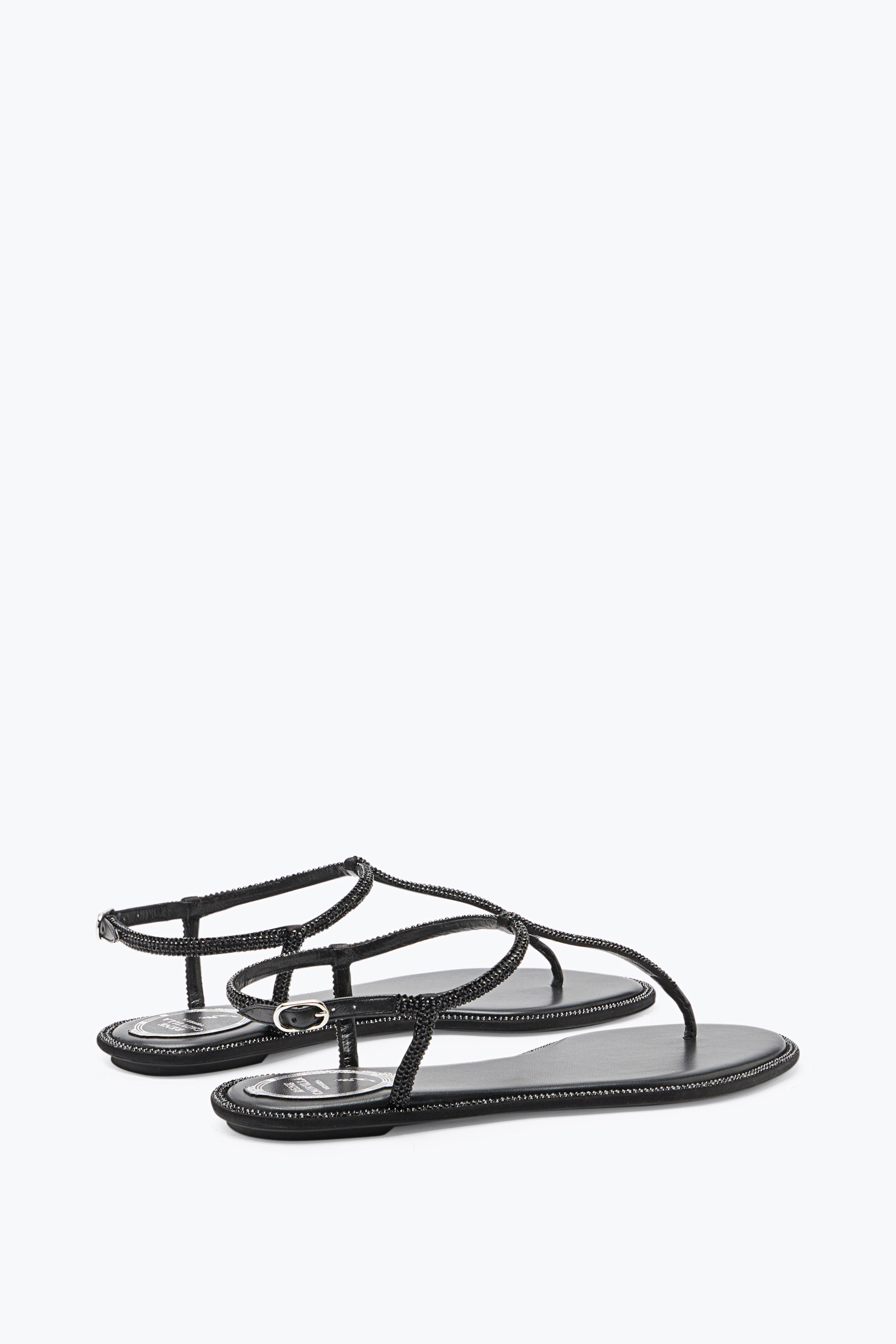 René Caovilla Diana Crystal Black Sandal 10
