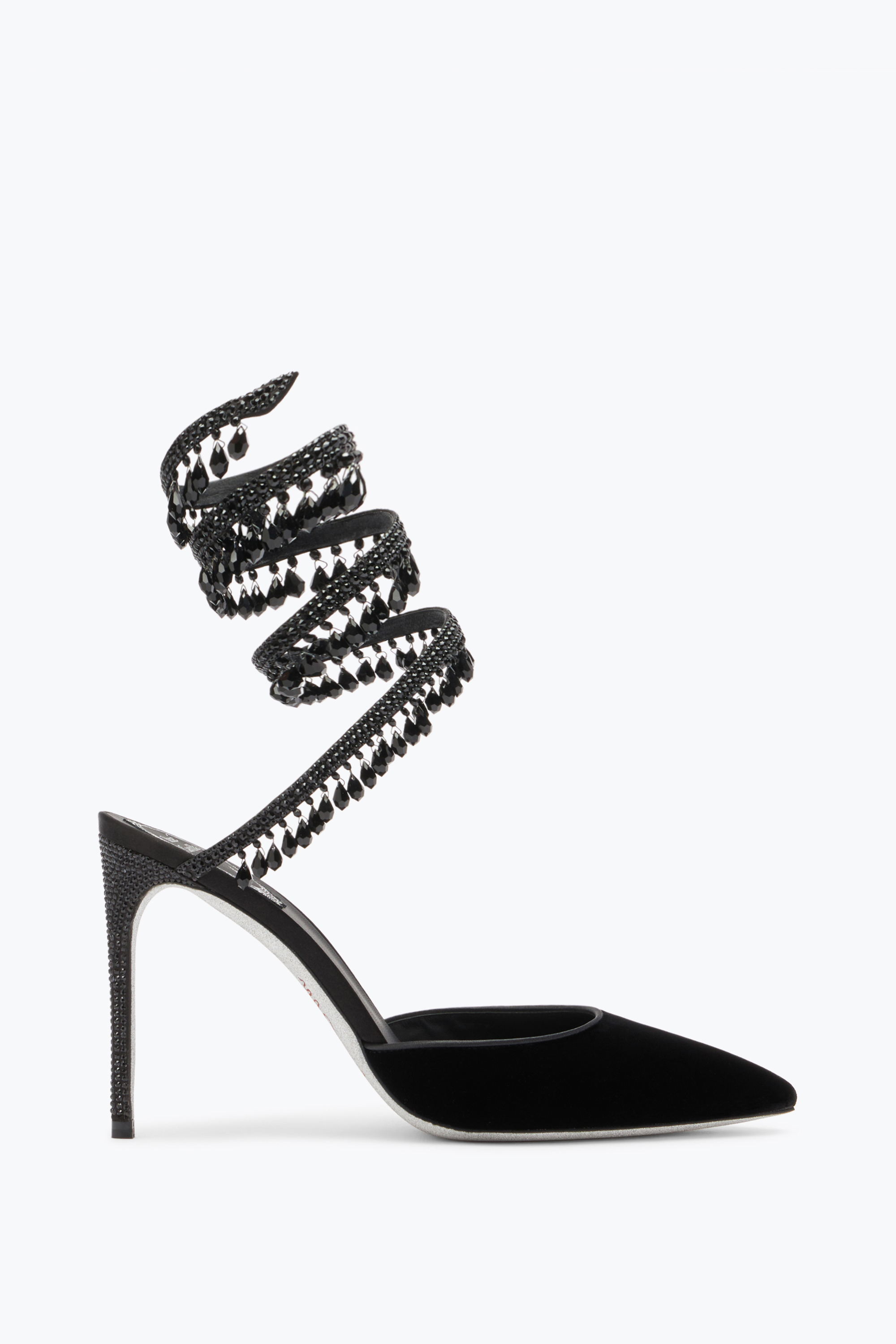 René Caovilla Black Pumps In Velvet Chandelier