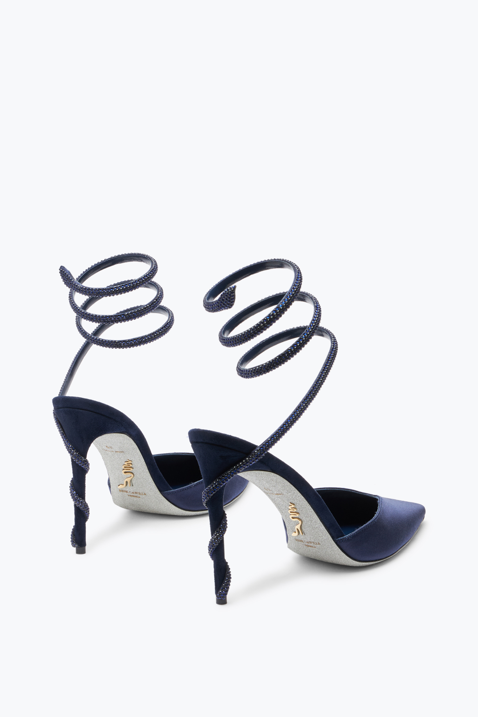 René Caovilla Rene Caovilla Margot 80 Satin Pumps In Blue