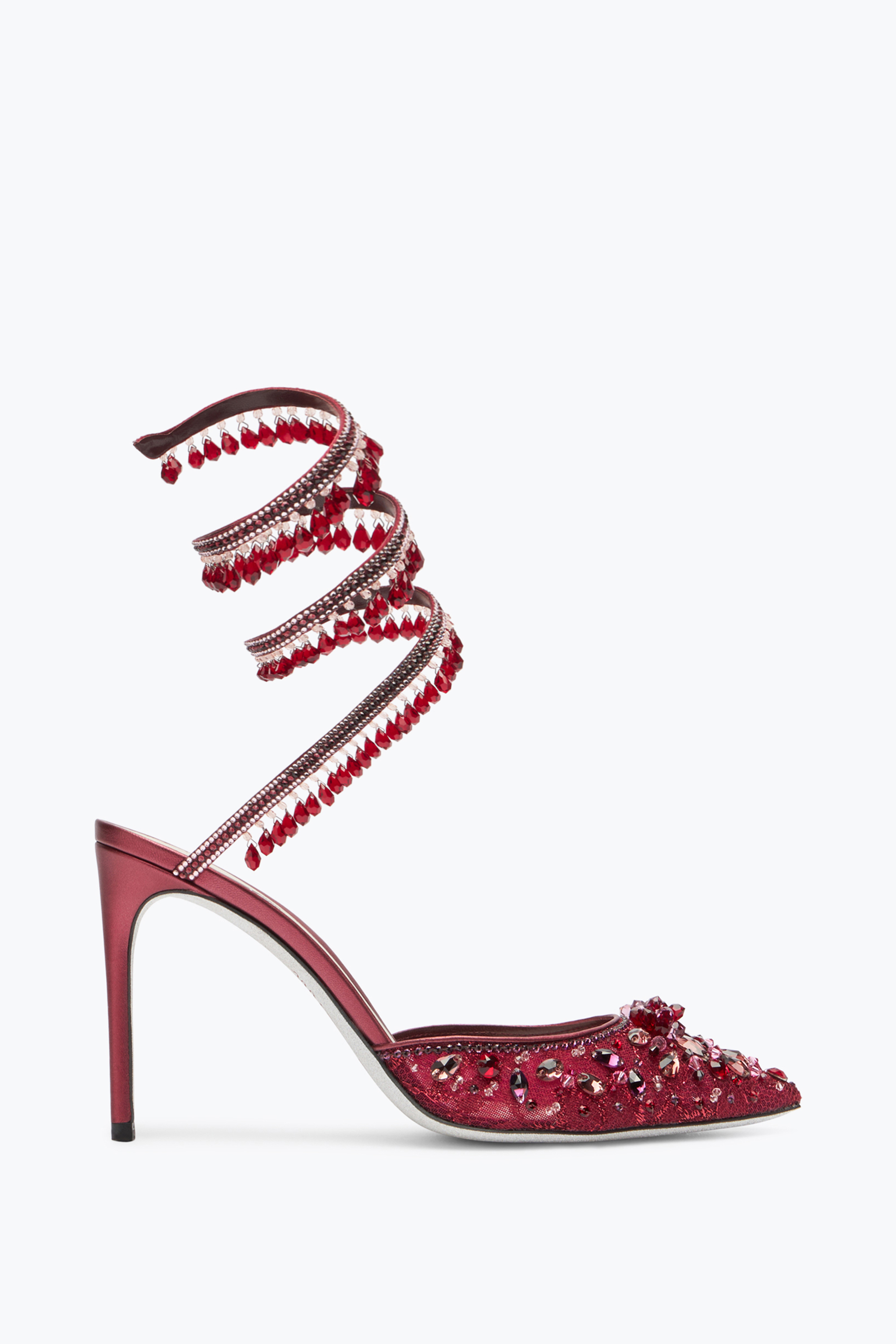 René Caovilla Chandelier Crystal Ruby Red Pump 100