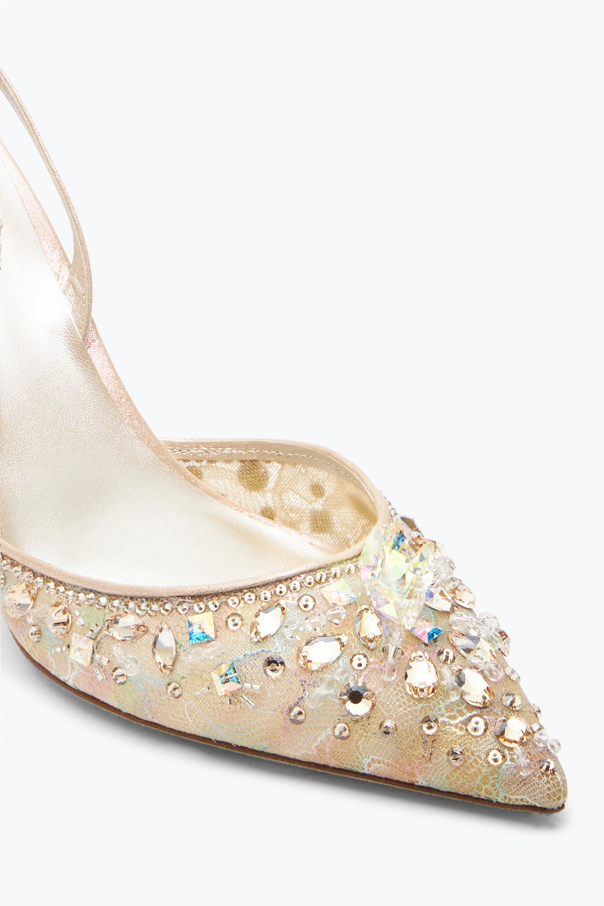 René Caovilla Cinderella Honey Slingback With Crystals 80