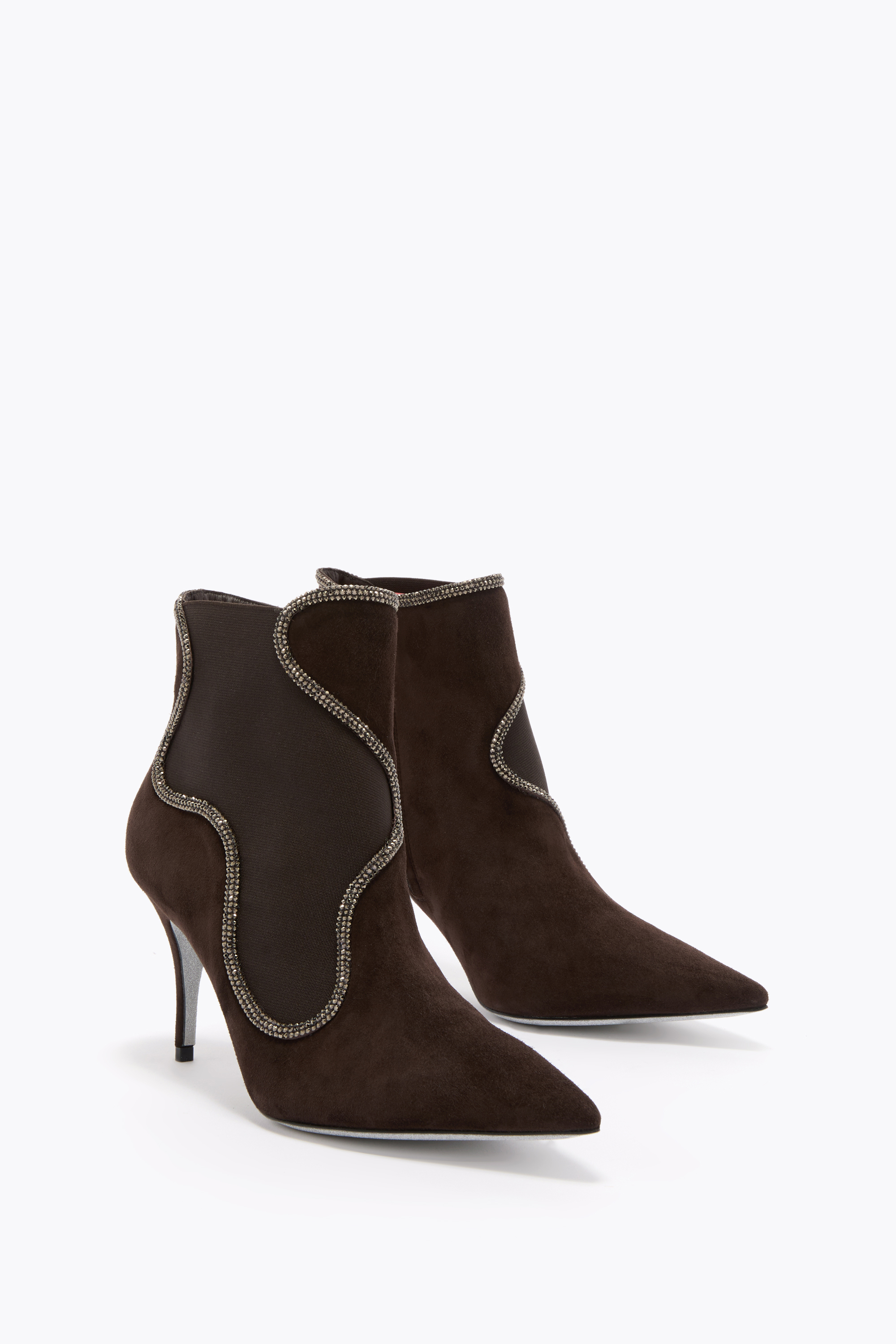 René Caovilla Onda Brown Ankle Boot 80 In Brown