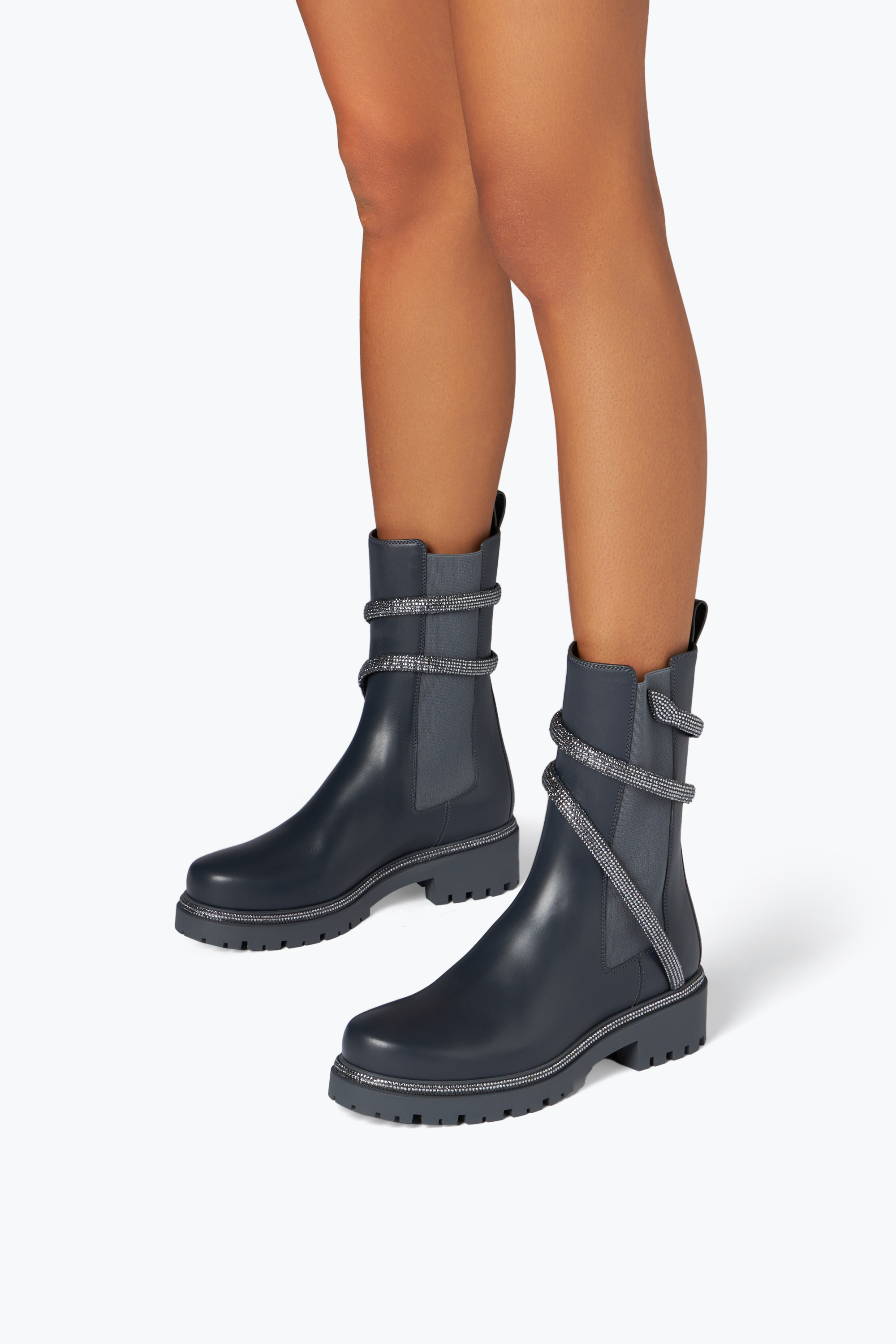 René Caovilla Cleo Crystal Black-silver Bootie 25