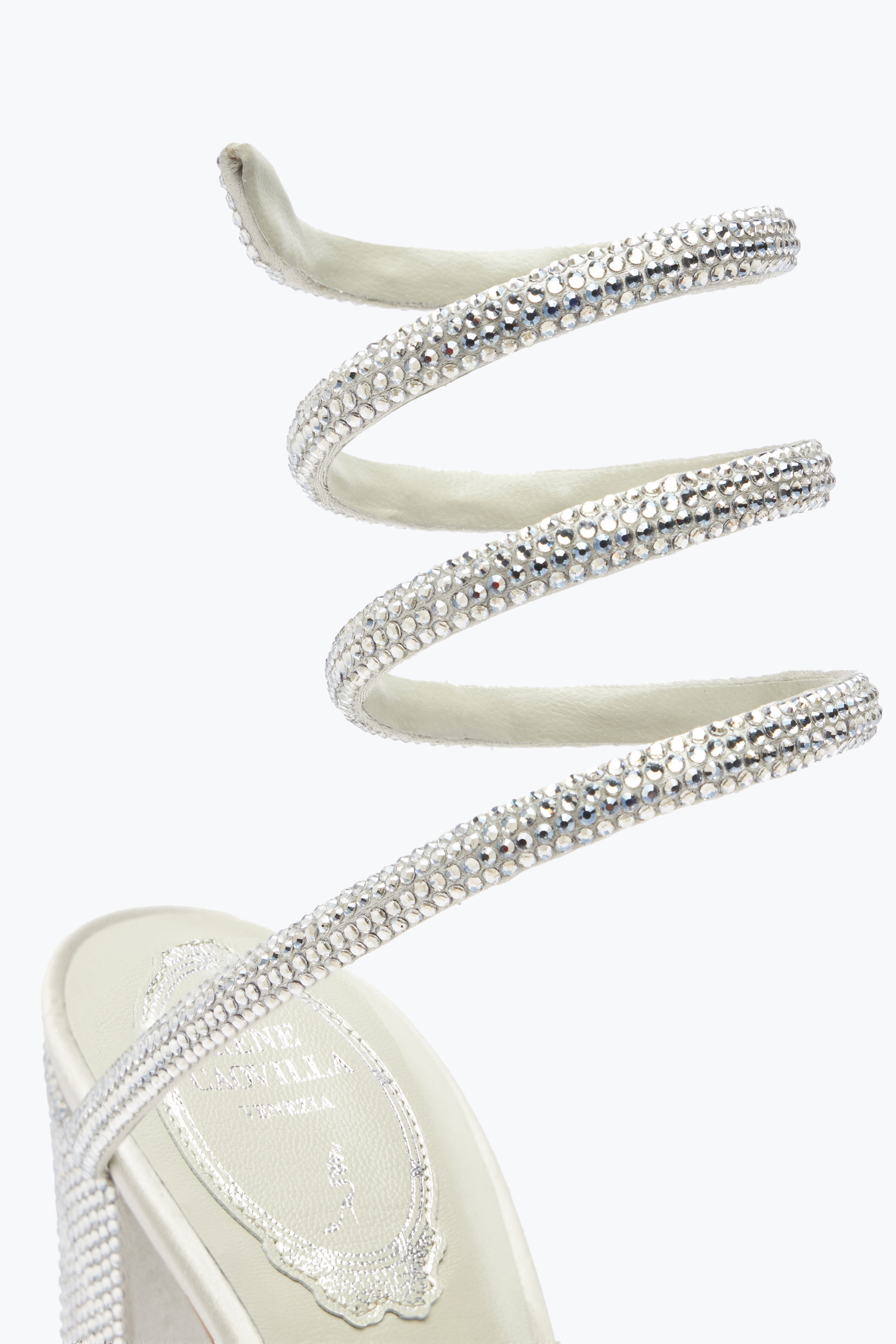 Shop René Caovilla Cleo Crystal Silver Platform Sandal 130