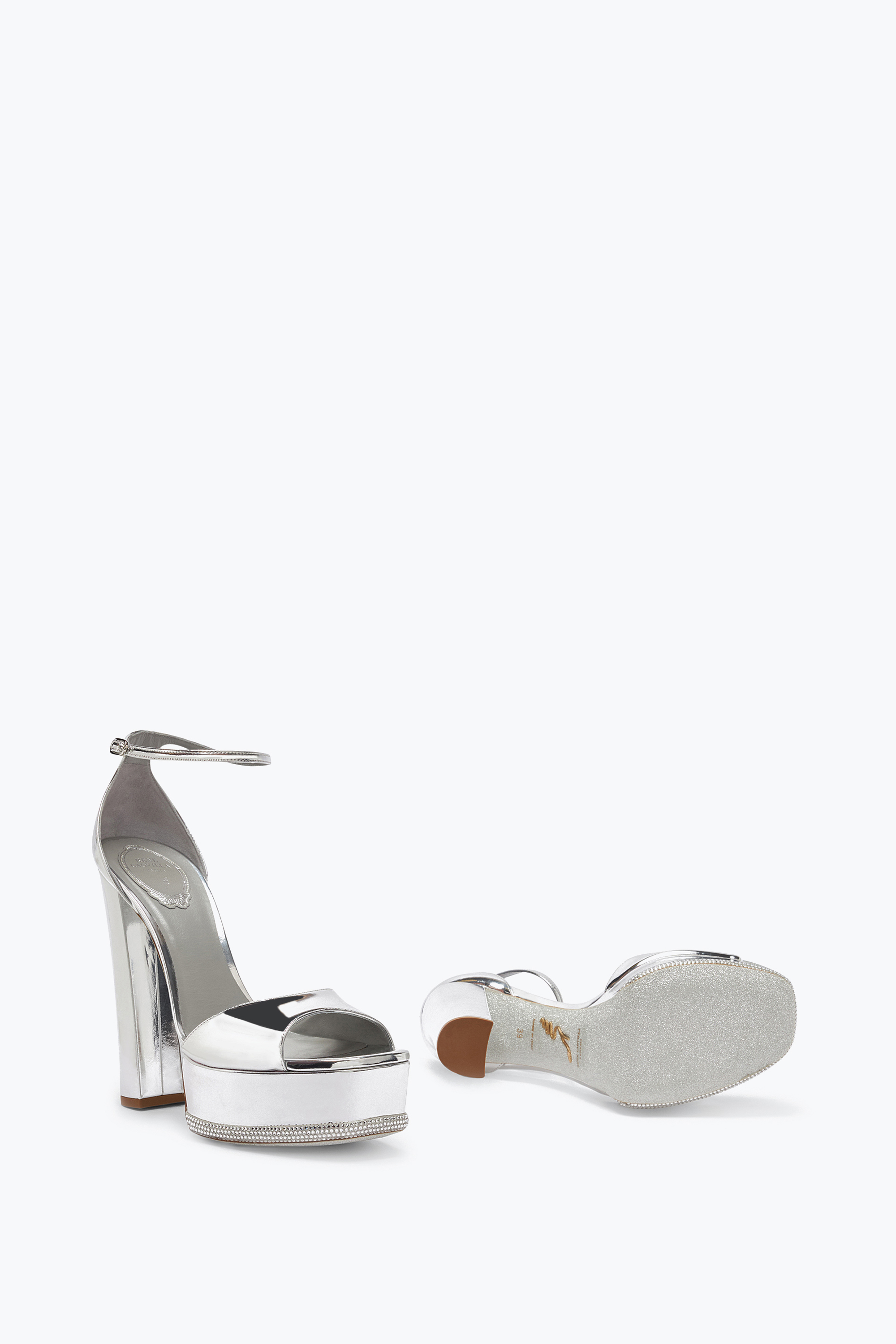 René Caovilla Liza Silver Sandal 130