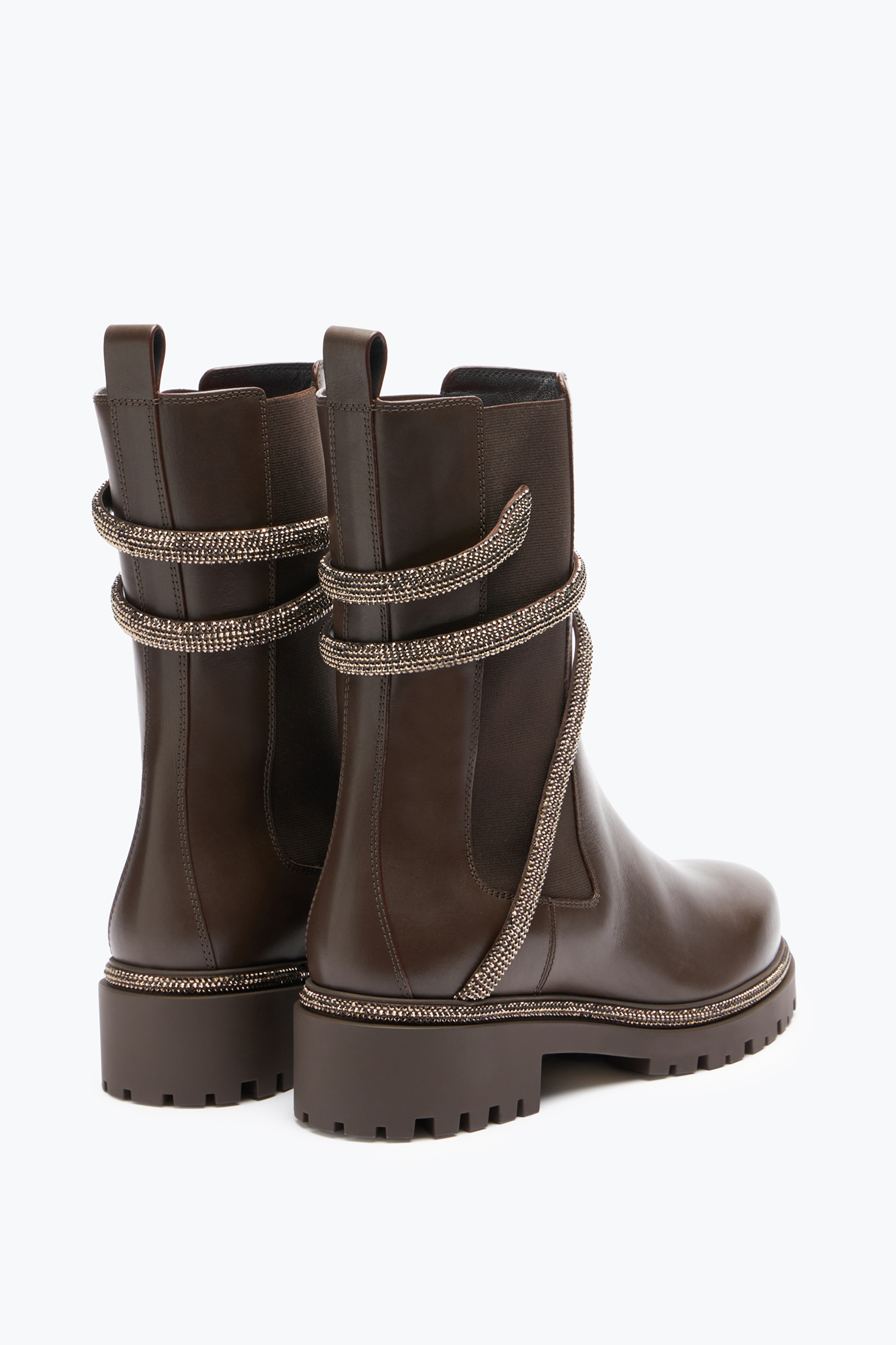 René Caovilla Cleo Crystal Chestnut Brown Bootie 25