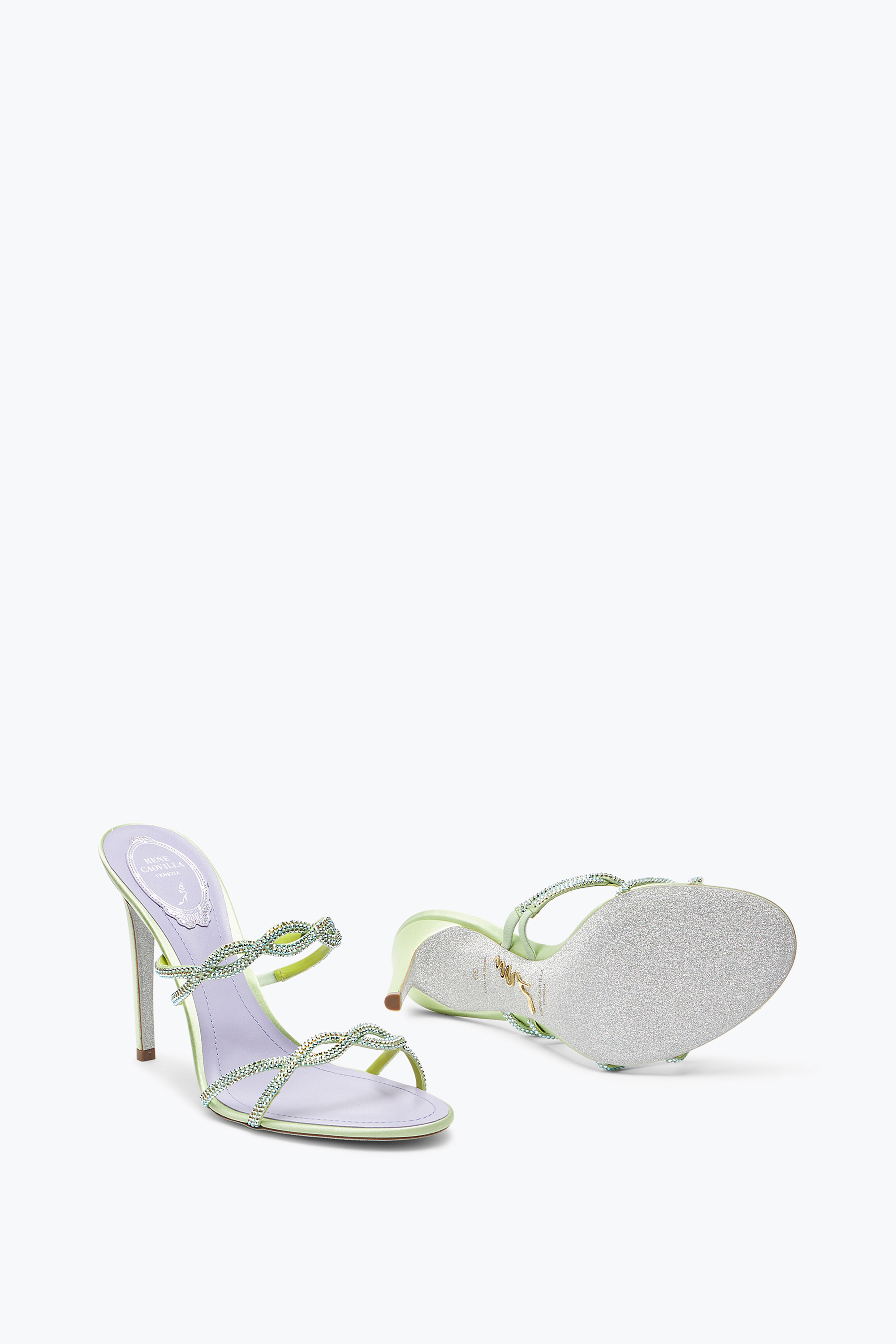 René Caovilla Braid Lime Slider Sandal 105