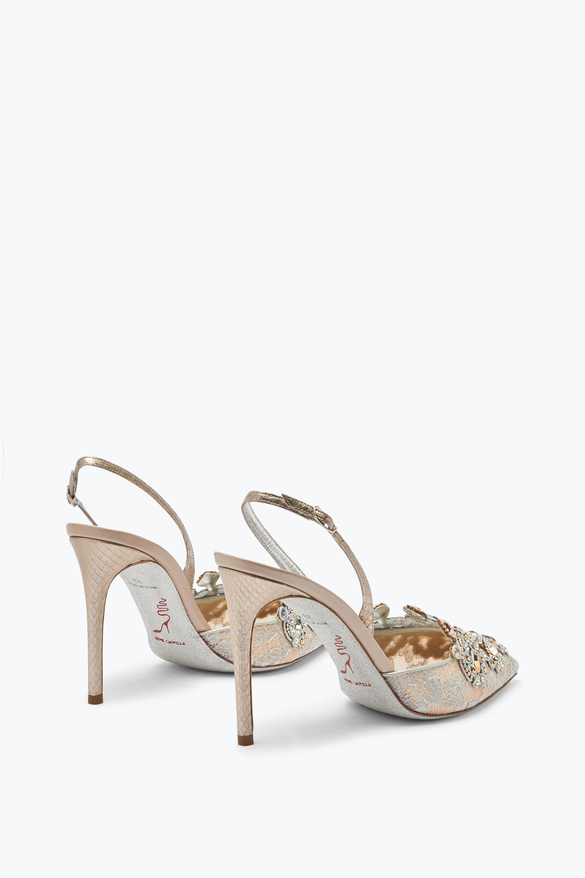 René Caovilla Grey Jewel Slingbacks Veneziana