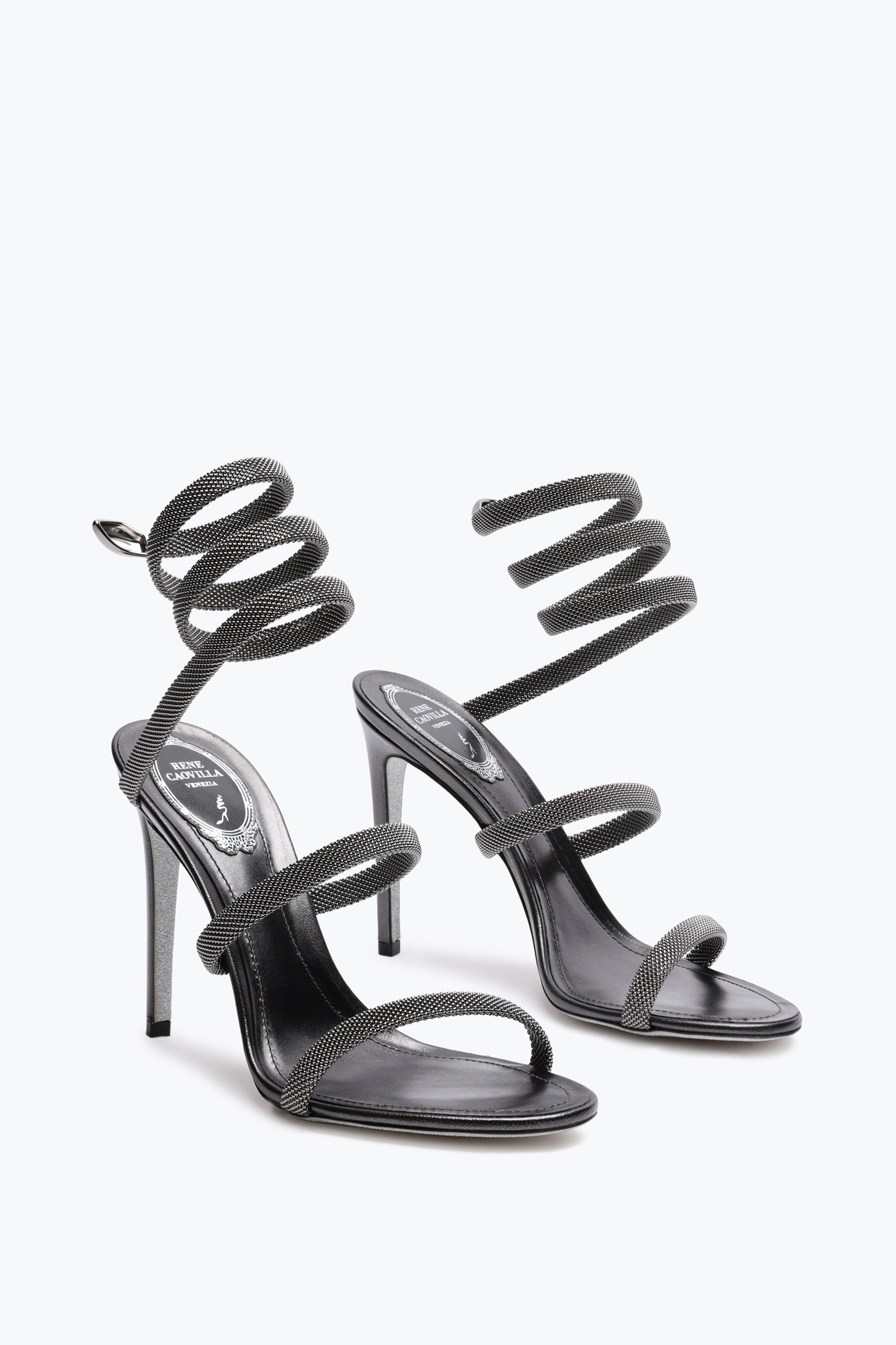 René Caovilla Trigold Cleo Anthracite Sandal 105