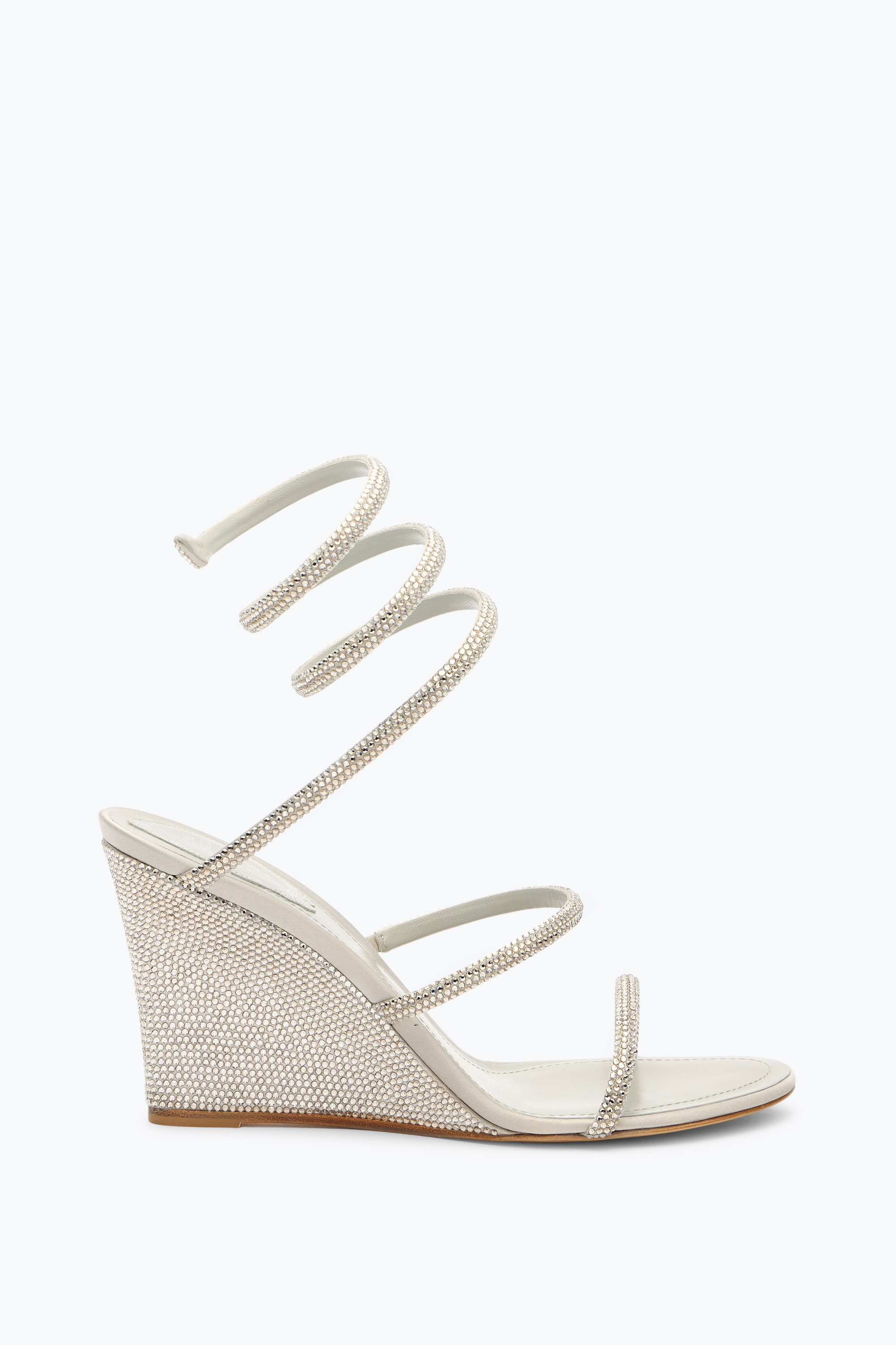 René Caovilla Cleo Silver Wedge Sandal 80