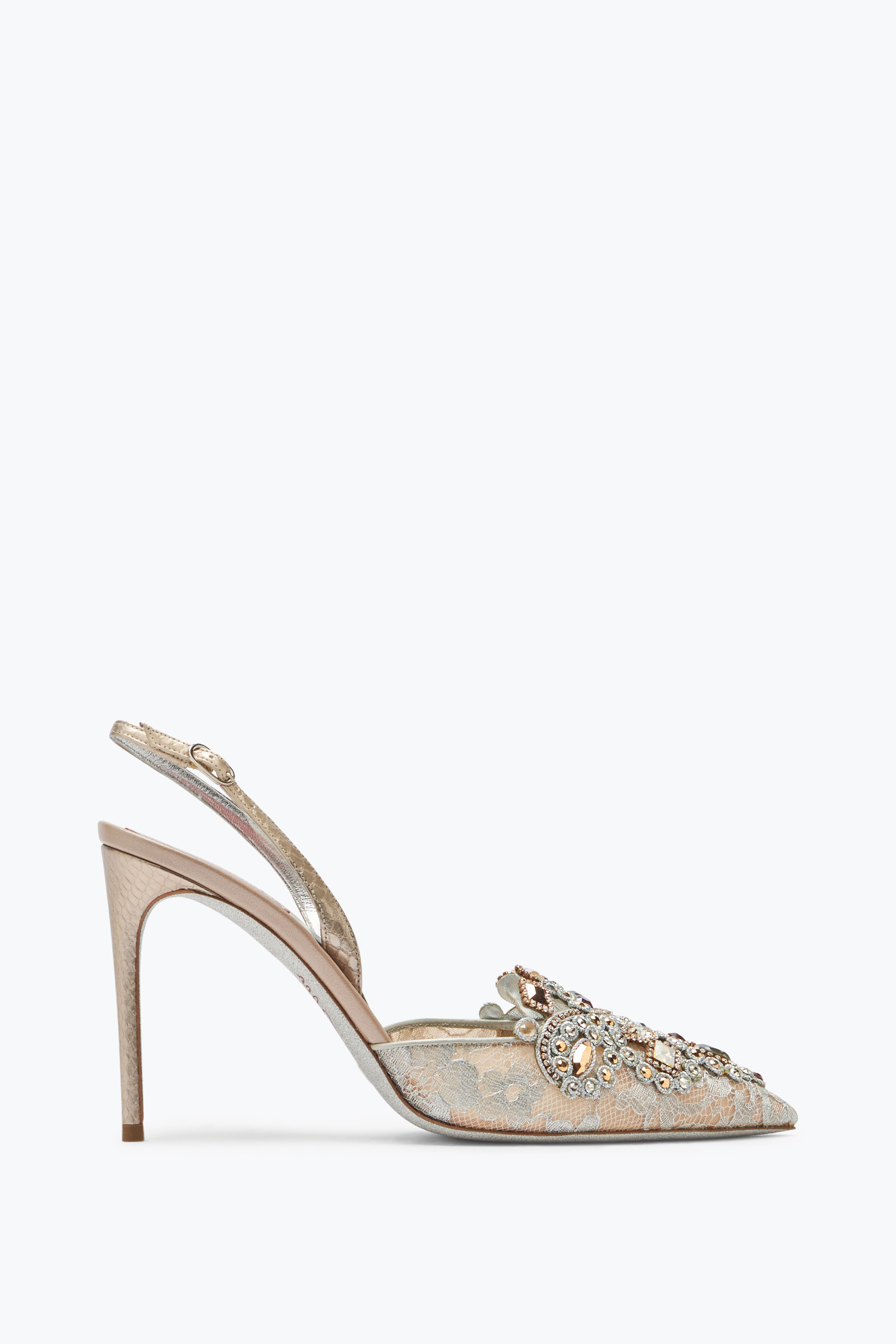 René Caovilla Grey Jewel Slingbacks Veneziana